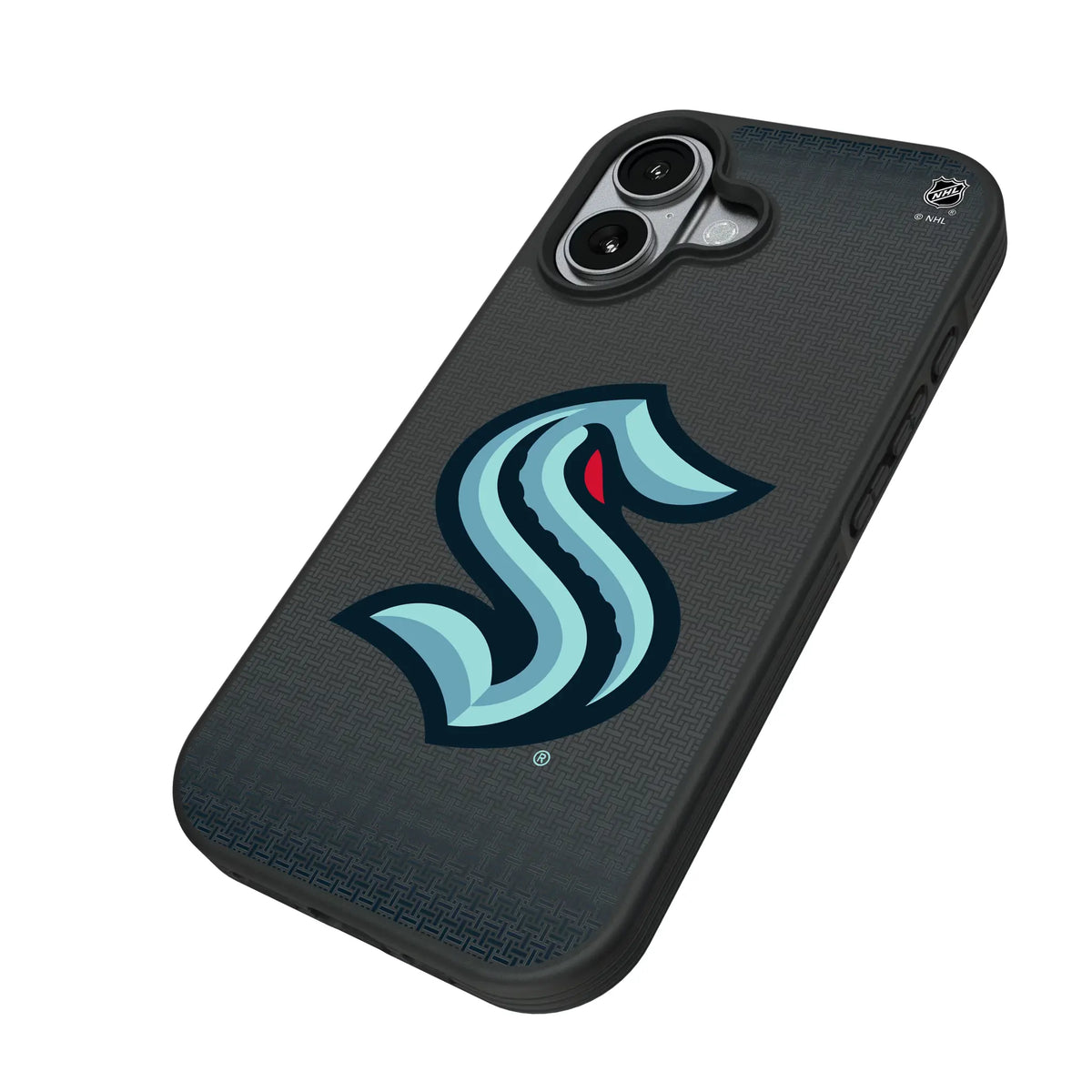 Seattle Kraken Linen iPhone Bump Phone Case for Apple iPhone - Isometric View#Device_iPhone 17