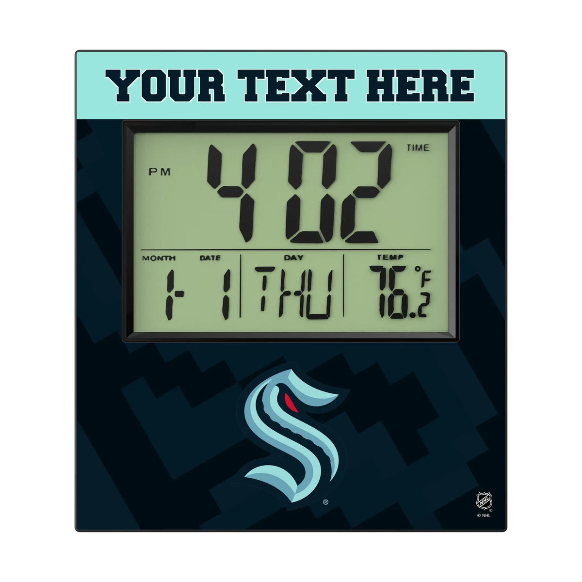 Seattle Kraken Personalized Color Block Wall Clock