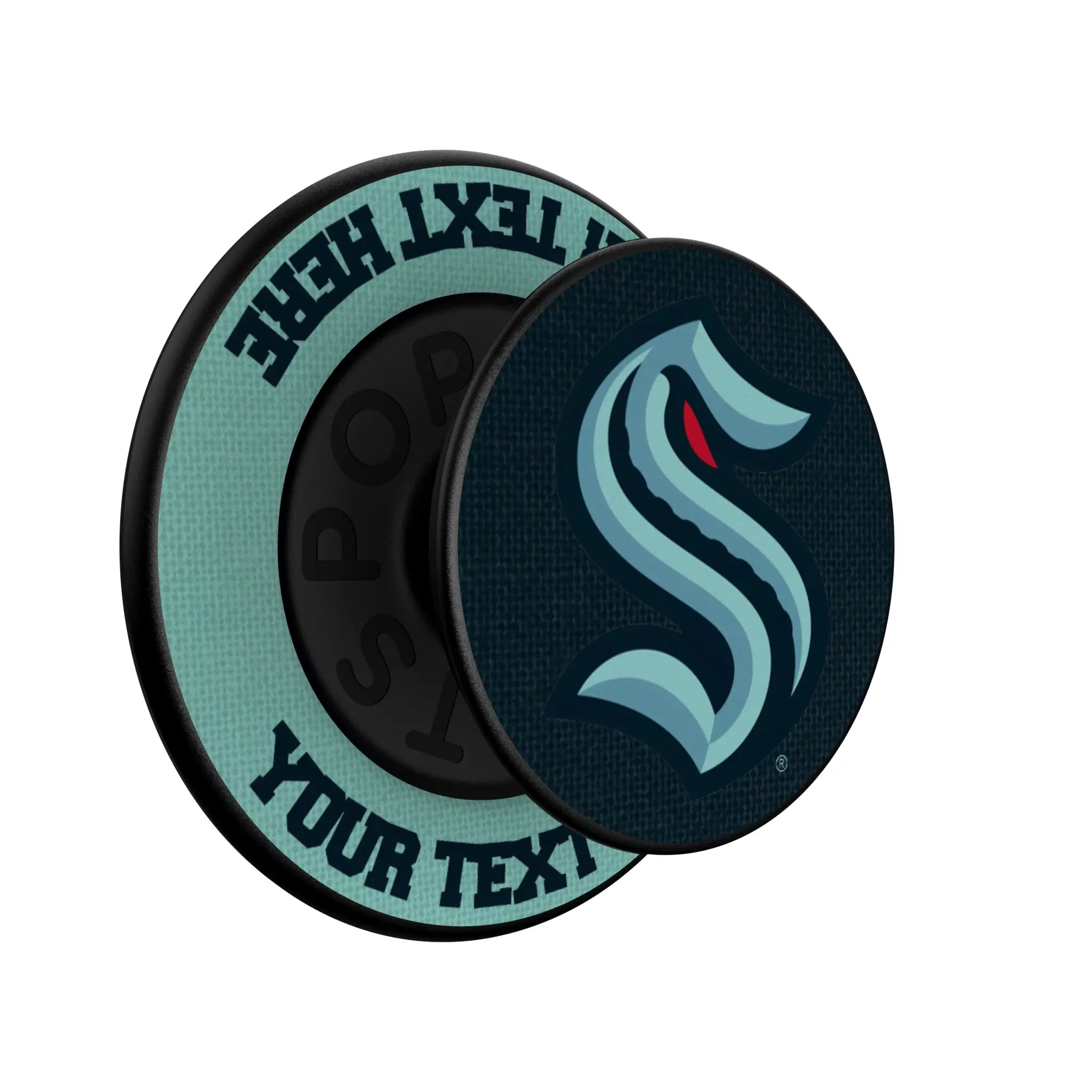 Seattle Kraken Personalized Endzone Solid Popsockets Round Magnetic - Isometric View