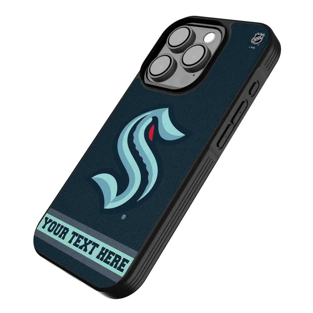 Seattle Kraken Personalized Stripe iPhone Bump Phone Case for Apple iPhone - Isometric View