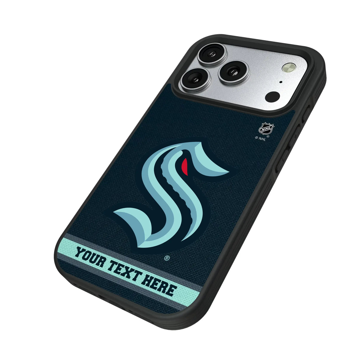 Seattle Kraken Personalized Stripe iPhone Bump Phone Case for Apple iPhone - Isometric View#Device_iPhone 17 Pro