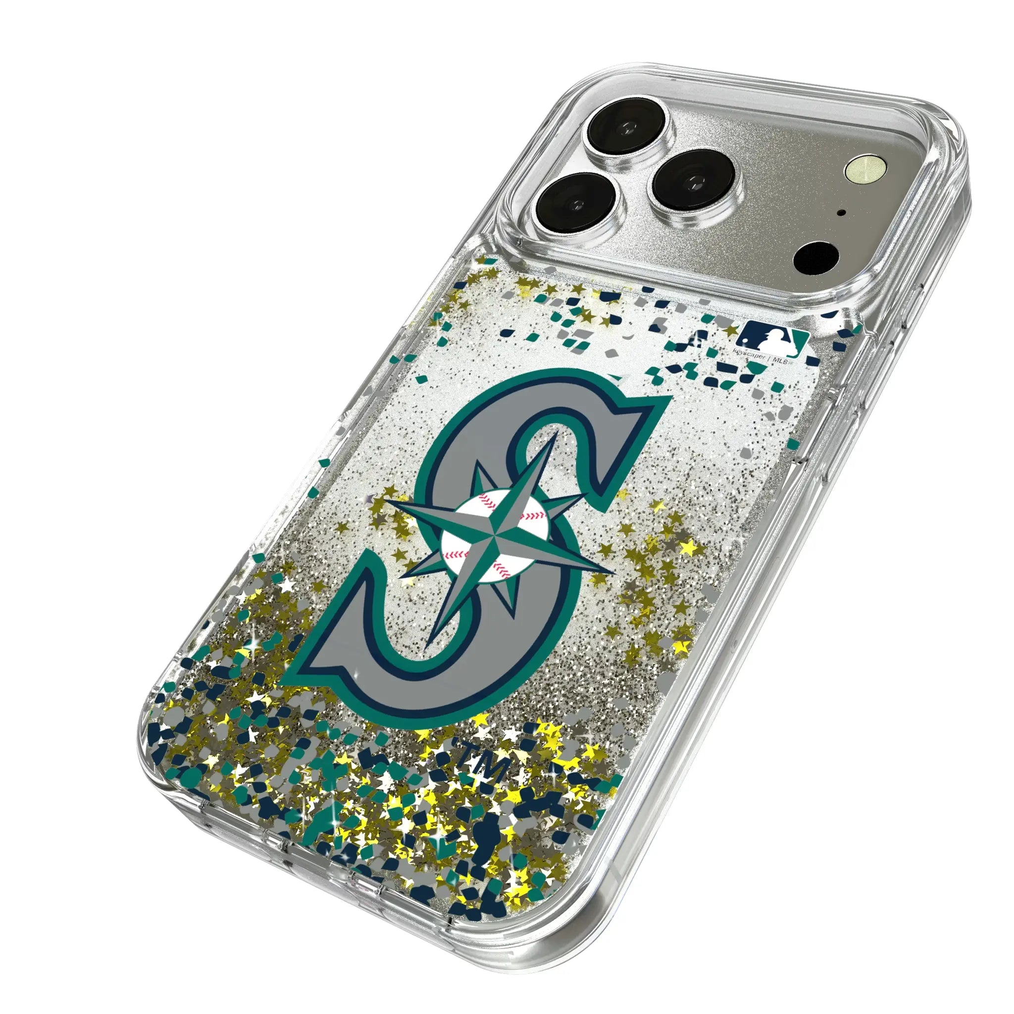 Seattle Mariners Confetti iPhone Glitter Phone Case for Apple iPhone - Isometric View