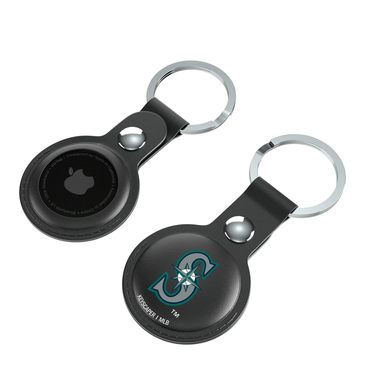Seattle Mariners Insignia AirTag Black Airtag Holder 2-Pack - Isometric View