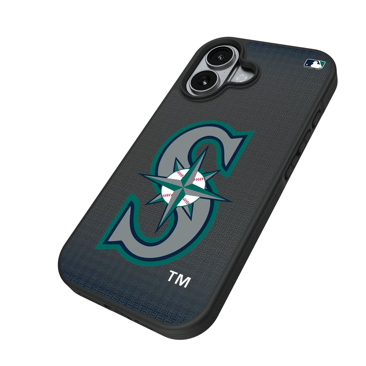 Seattle Mariners Linen iPhone Bump Phone Case for Apple iPhone - Isometric View#Device_iPhone 17