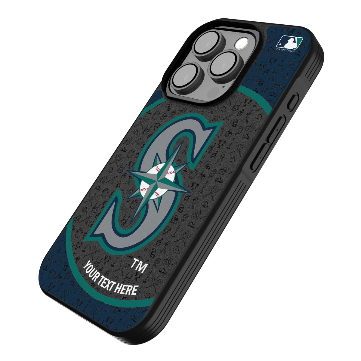 Seattle Mariners Personalized Circle iPhone Bump Phone Case for Apple iPhone - Isometric View
