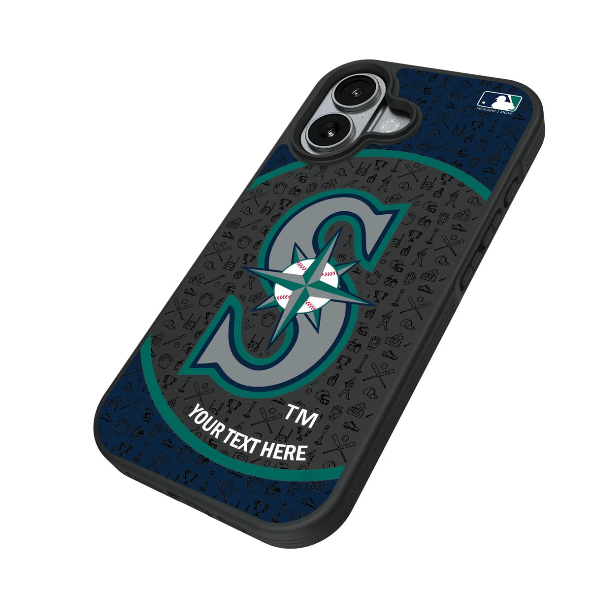 Seattle Mariners Personalized Circle iPhone Bump Phone Case for Apple iPhone - Isometric View#Device_iPhone 17