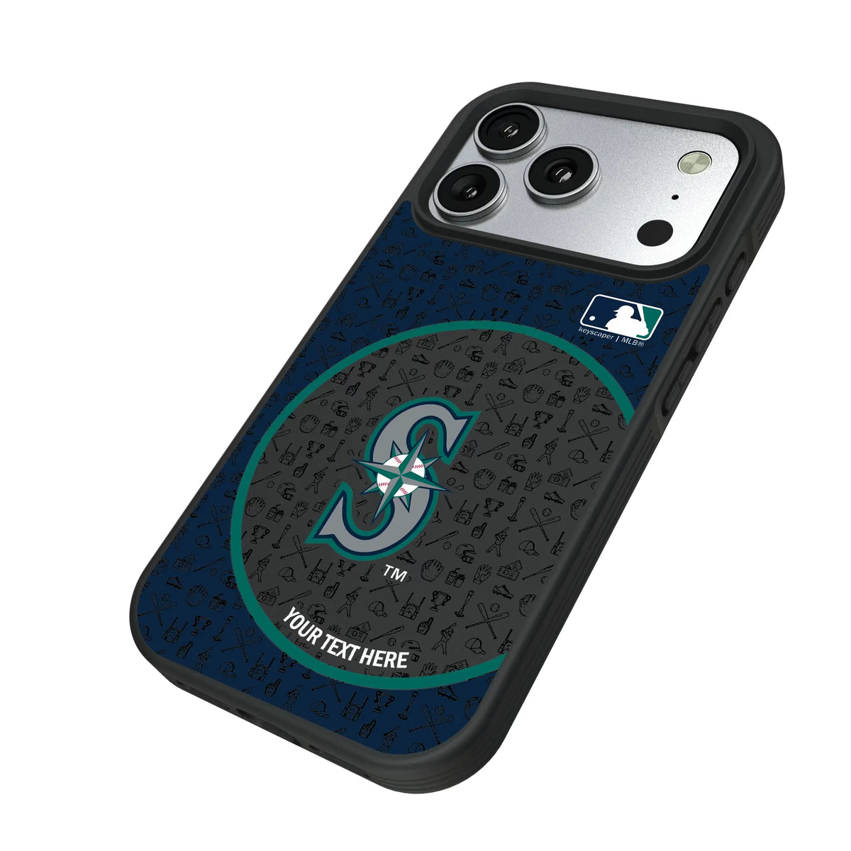 Seattle Mariners Personalized Circle iPhone Bump Phone Case for Apple iPhone - Isometric View#Device_iPhone 17 Pro