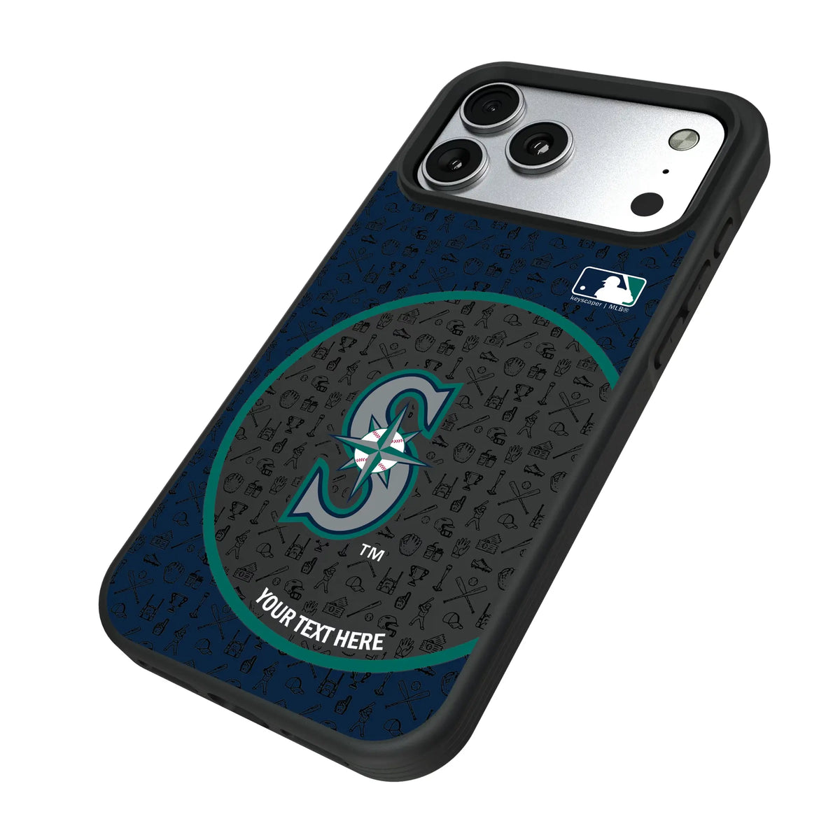 Seattle Mariners Personalized Circle iPhone Bump Phone Case for Apple iPhone - Isometric View#Device_iPhone 17 Pro Max
