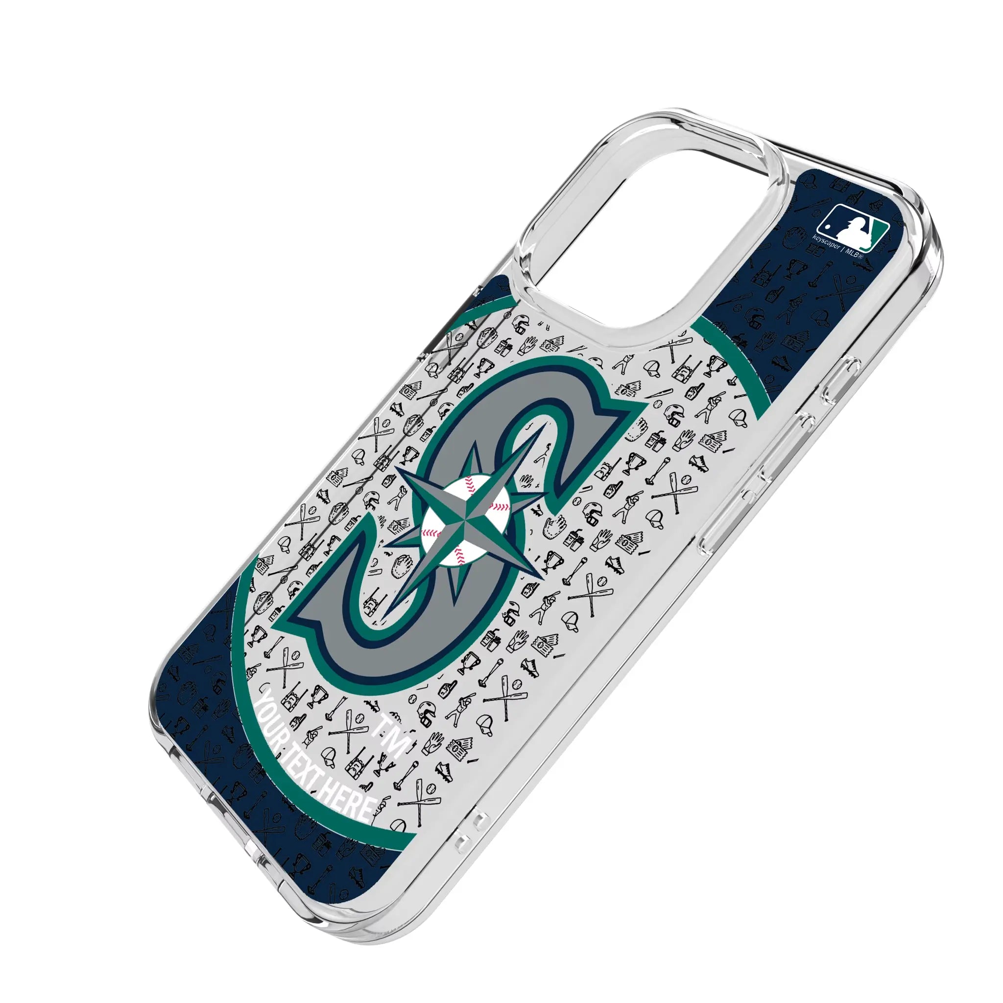 Seattle Mariners Personalized Circle iPhone Clear Phone Case for Apple iPhone - Isometric View
