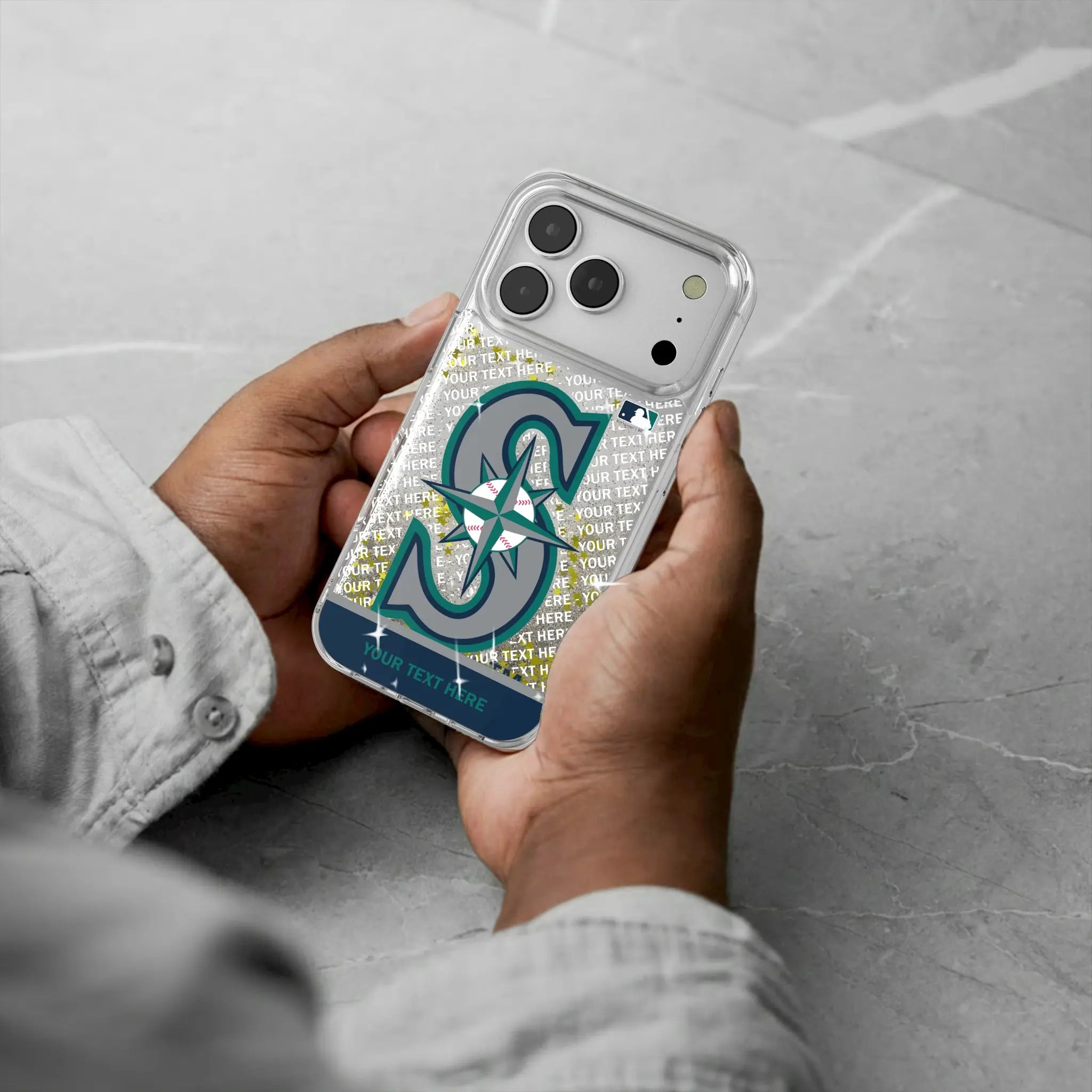 Seattle Mariners Personalized EndZone Plus iPhone Glitter Phone Case for Apple iPhone - Lifestyle#Device_iPhone 17 Pro