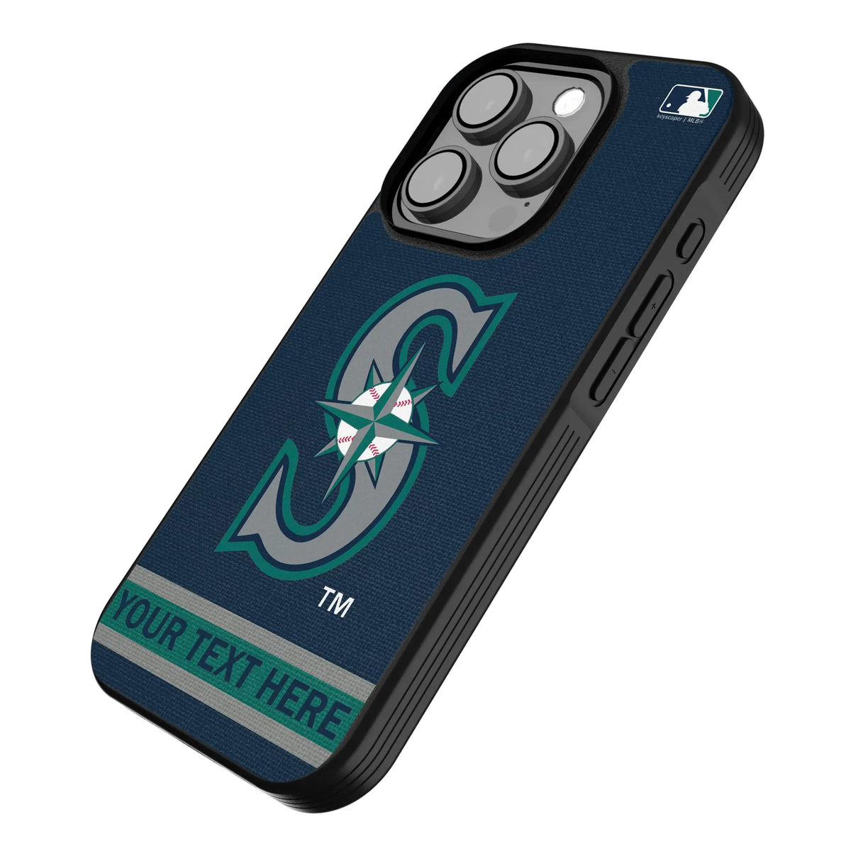 Seattle Mariners Personalized Stripe iPhone Bump Phone Case for Apple iPhone - Isometric View