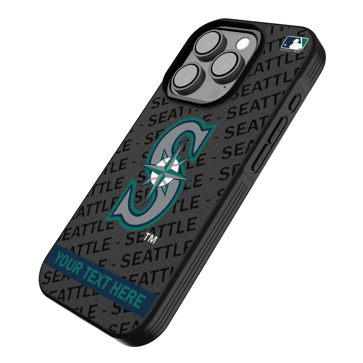 Seattle Mariners Personalized Tilt iPhone Bump Phone Case for Apple iPhone - Isometric View
