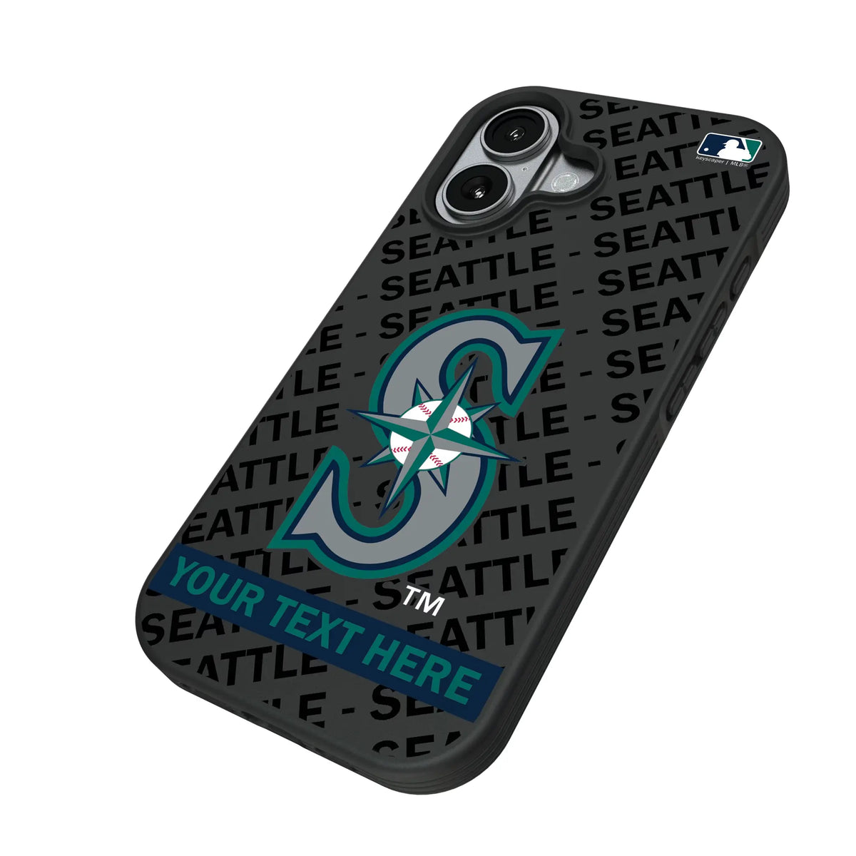 Seattle Mariners Personalized Tilt iPhone Bump Phone Case for Apple iPhone - Isometric View#Device_iPhone 17