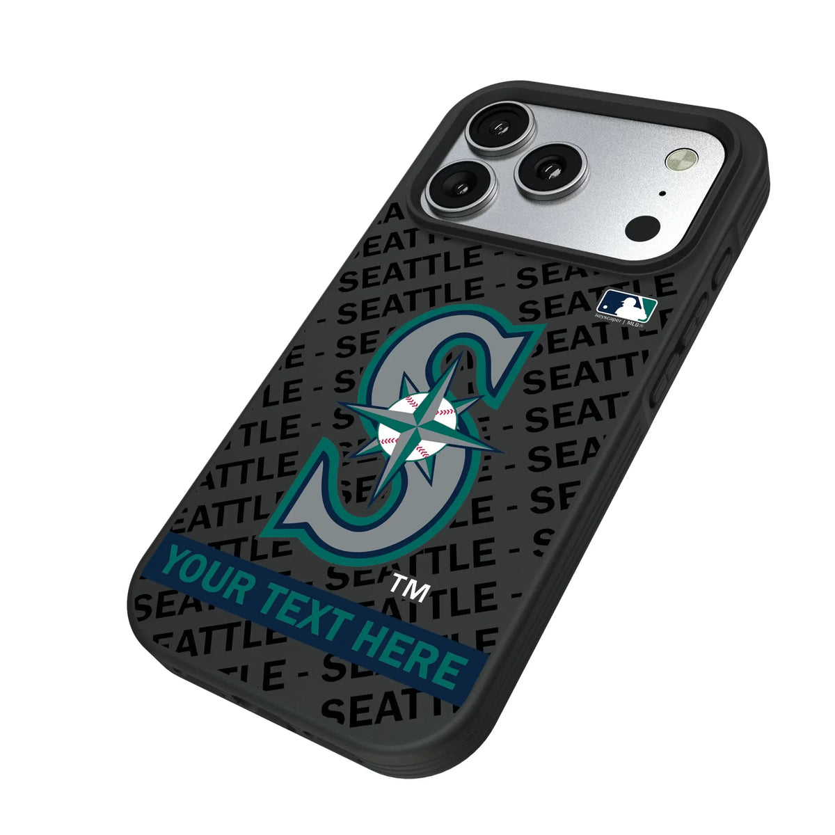 Seattle Mariners Personalized Tilt iPhone Bump Phone Case for Apple iPhone - Isometric View#Device_iPhone 17 Pro