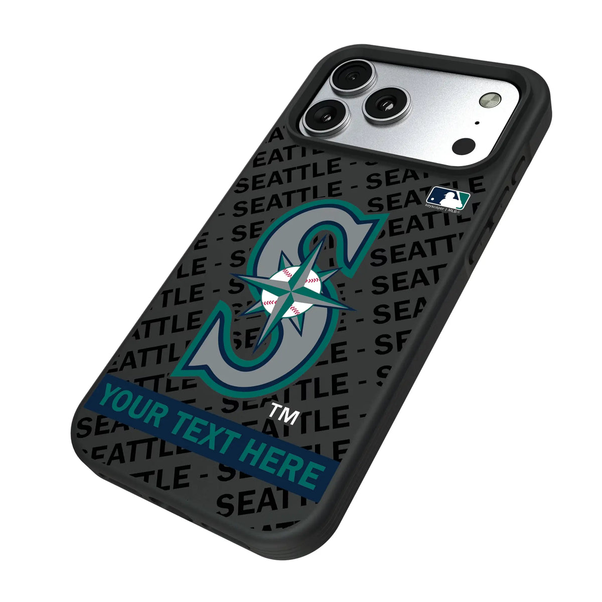 Seattle Mariners Personalized Tilt iPhone Bump Phone Case for Apple iPhone - Isometric View#Device_iPhone 17 Pro Max