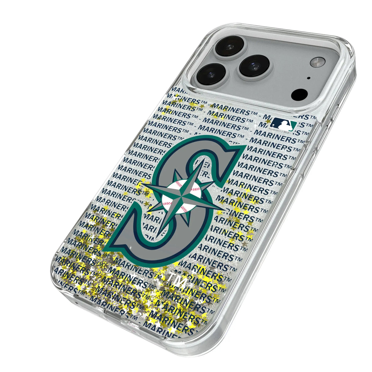 Seattle Mariners Text Backdrop iPhone Glitter Phone Case for Apple iPhone - Isometric View#Device_iPhone 18 Pro