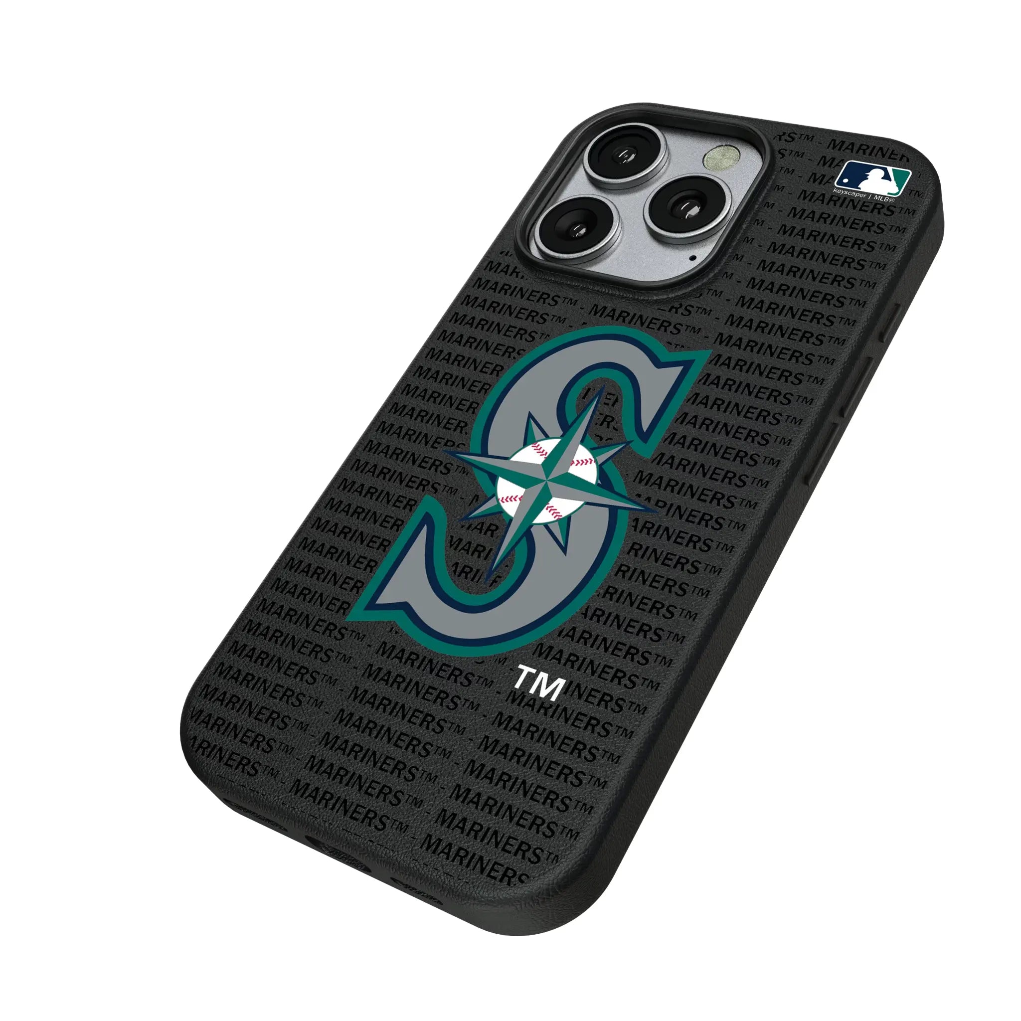 Seattle Mariners Text Backdrop iPhone MagSafe Compatible Phone Case for Apple iPhone - Isometric View