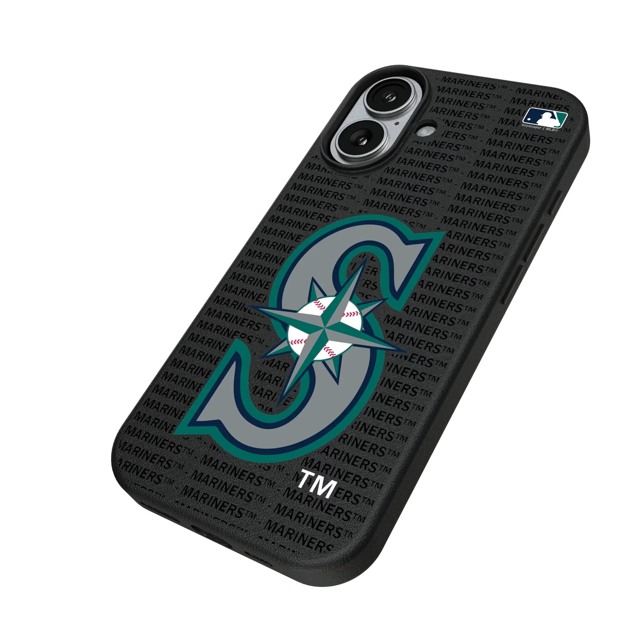 Seattle Mariners Text Backdrop iPhone MagSafe Compatible Phone Case for Apple iPhone - Isometric View#Device_iPhone 17