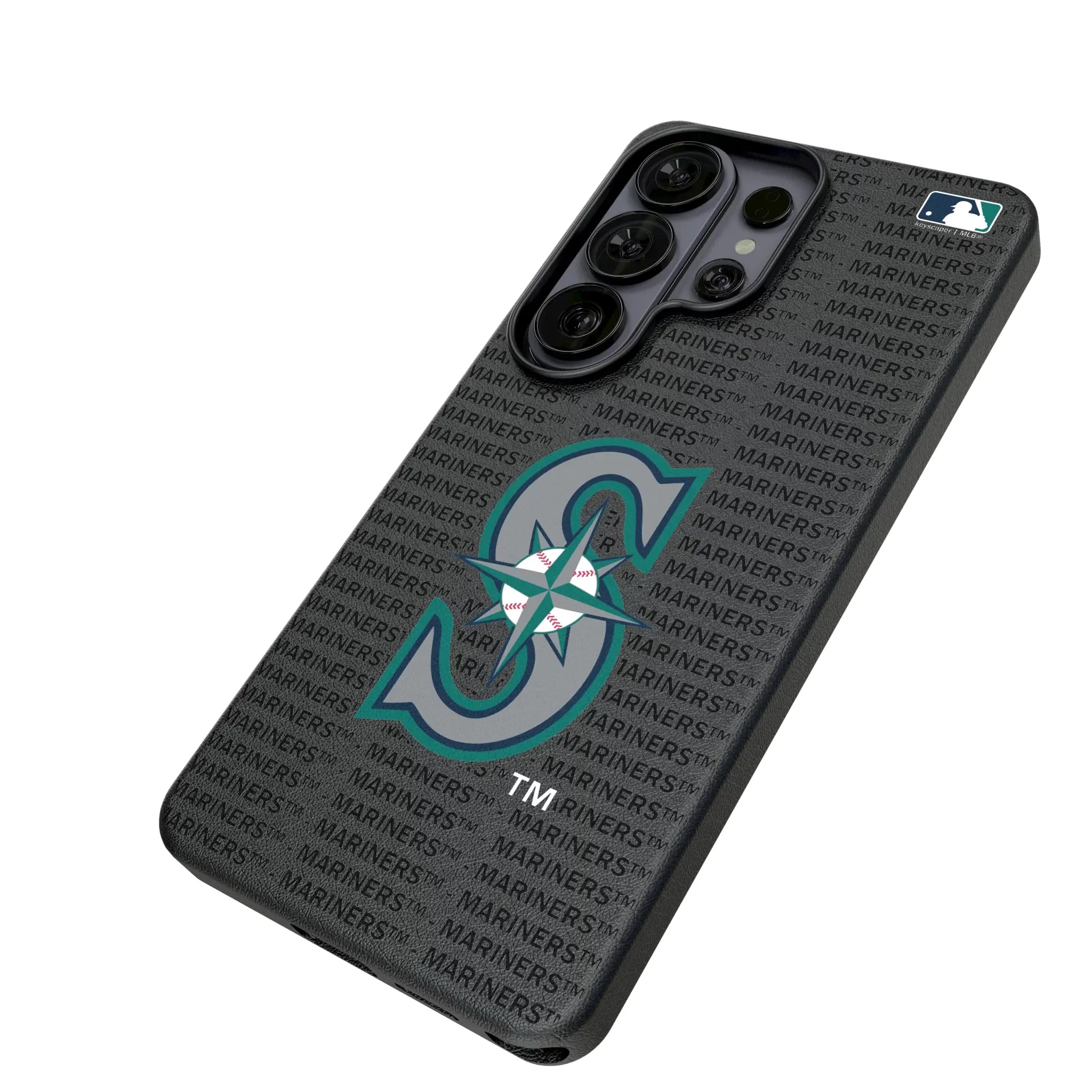Seattle Mariners Text Backdrop Galaxy MagSafe Compatible Phone Case for Samsung Galaxy - Isometric View#Device_Galaxy S26 Ultra