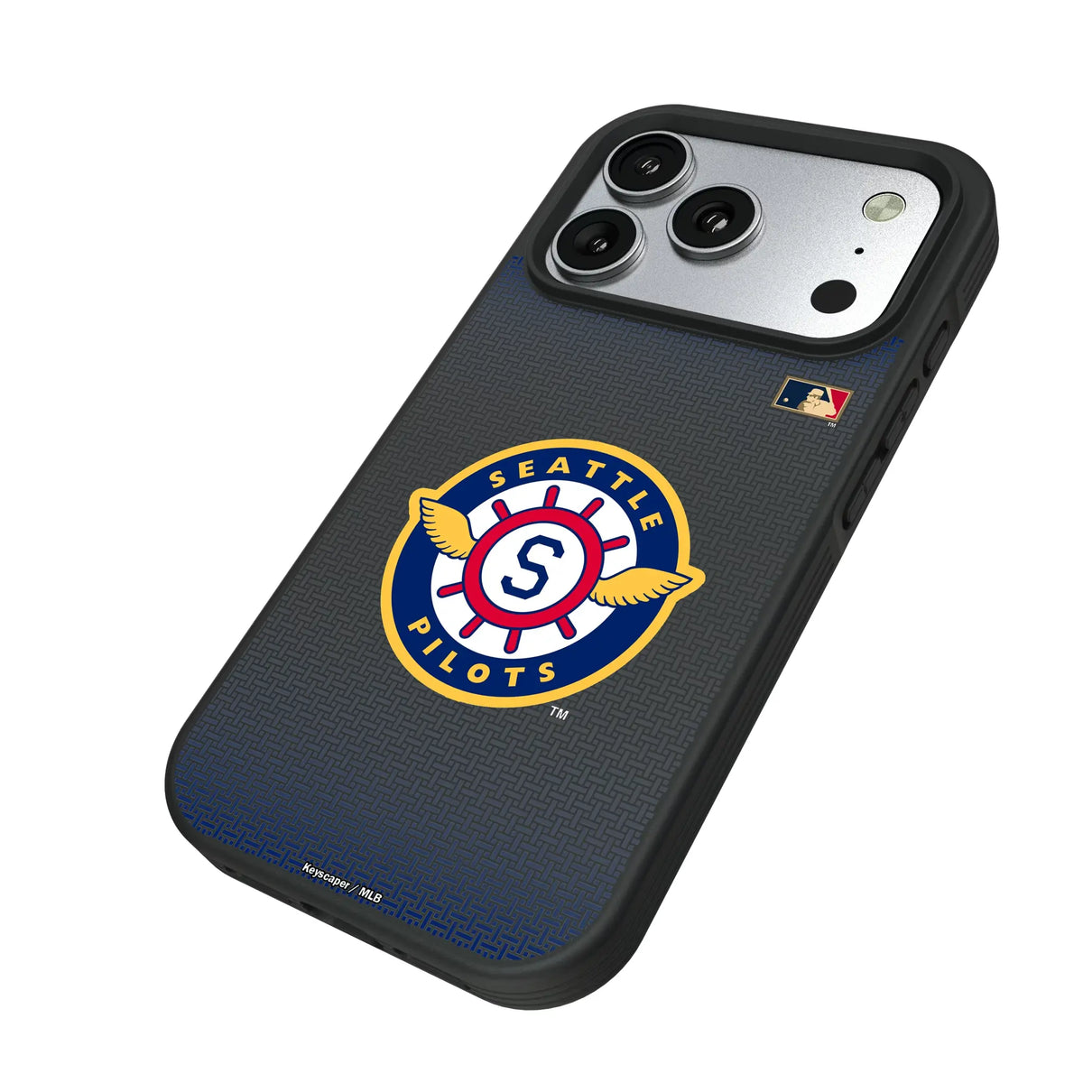 Seattle Pilots 1969 - Cooperstown Collection Linen iPhone Bump Phone Case for Apple iPhone - Isometric View#Device_iPhone 17 Pro