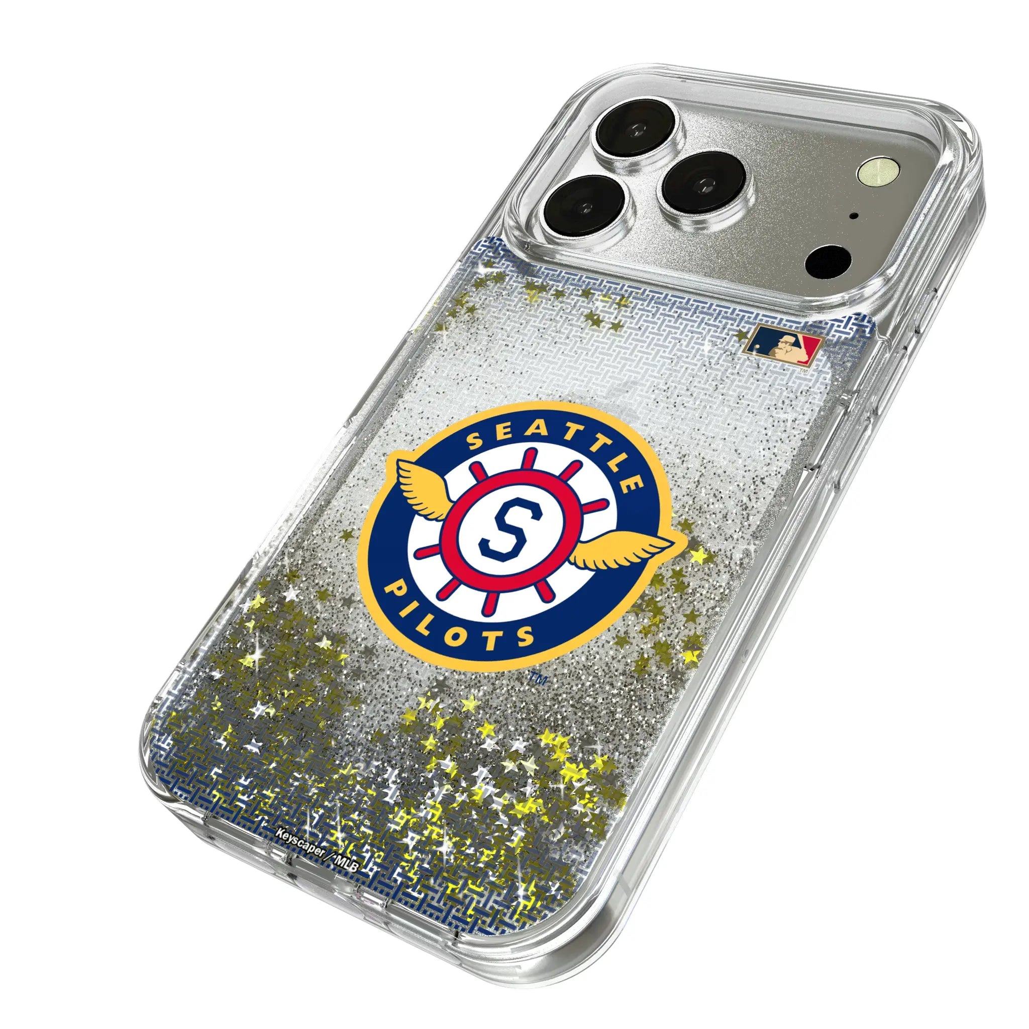 Seattle Pilots 1969 - Cooperstown Collection Linen iPhone Glitter Phone Case for Apple iPhone - Isometric View