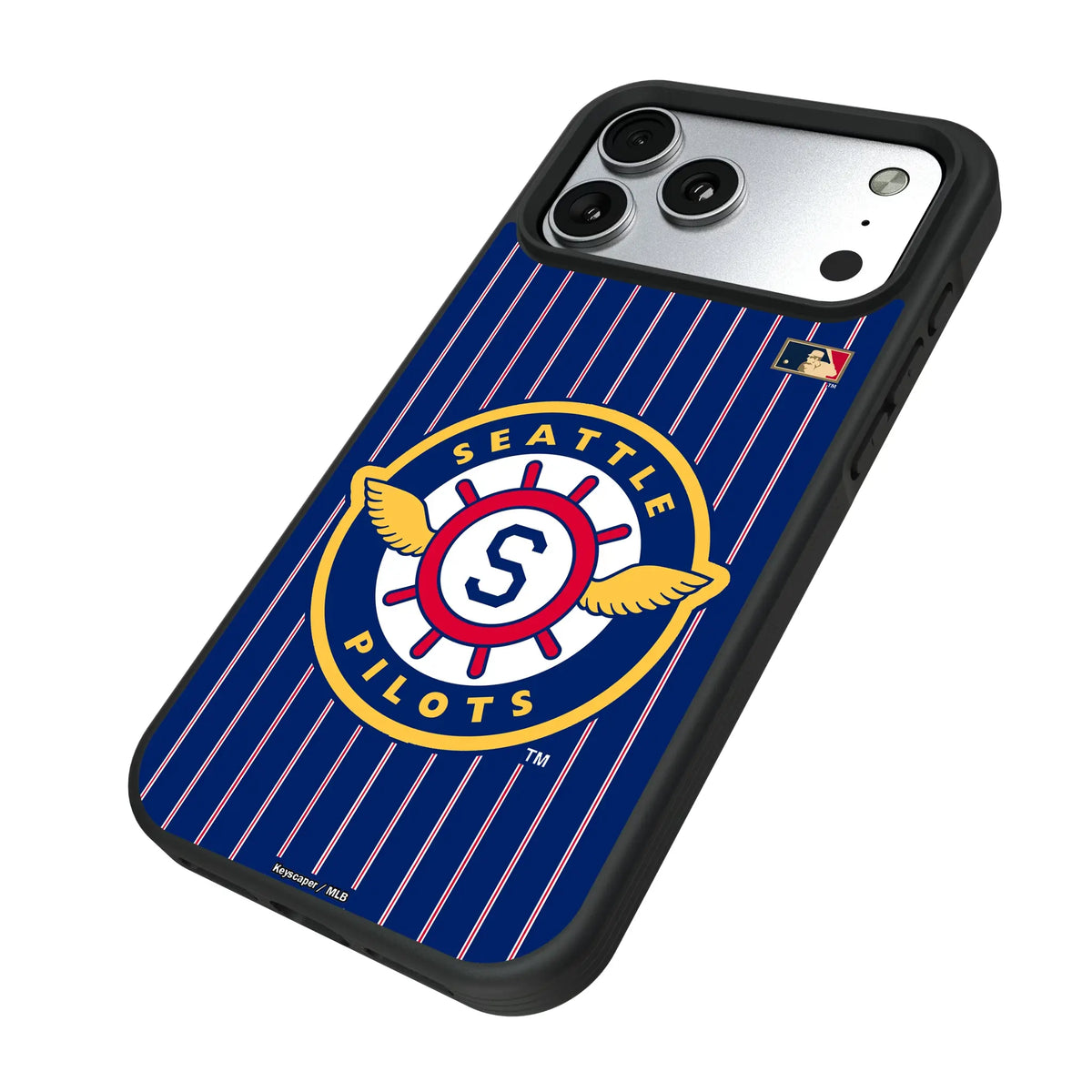 Seattle Pilots 1969 - Cooperstown Collection Pinstripe iPhone Bump Phone Case for Apple iPhone - Isometric View#Device_iPhone 17 Pro Max