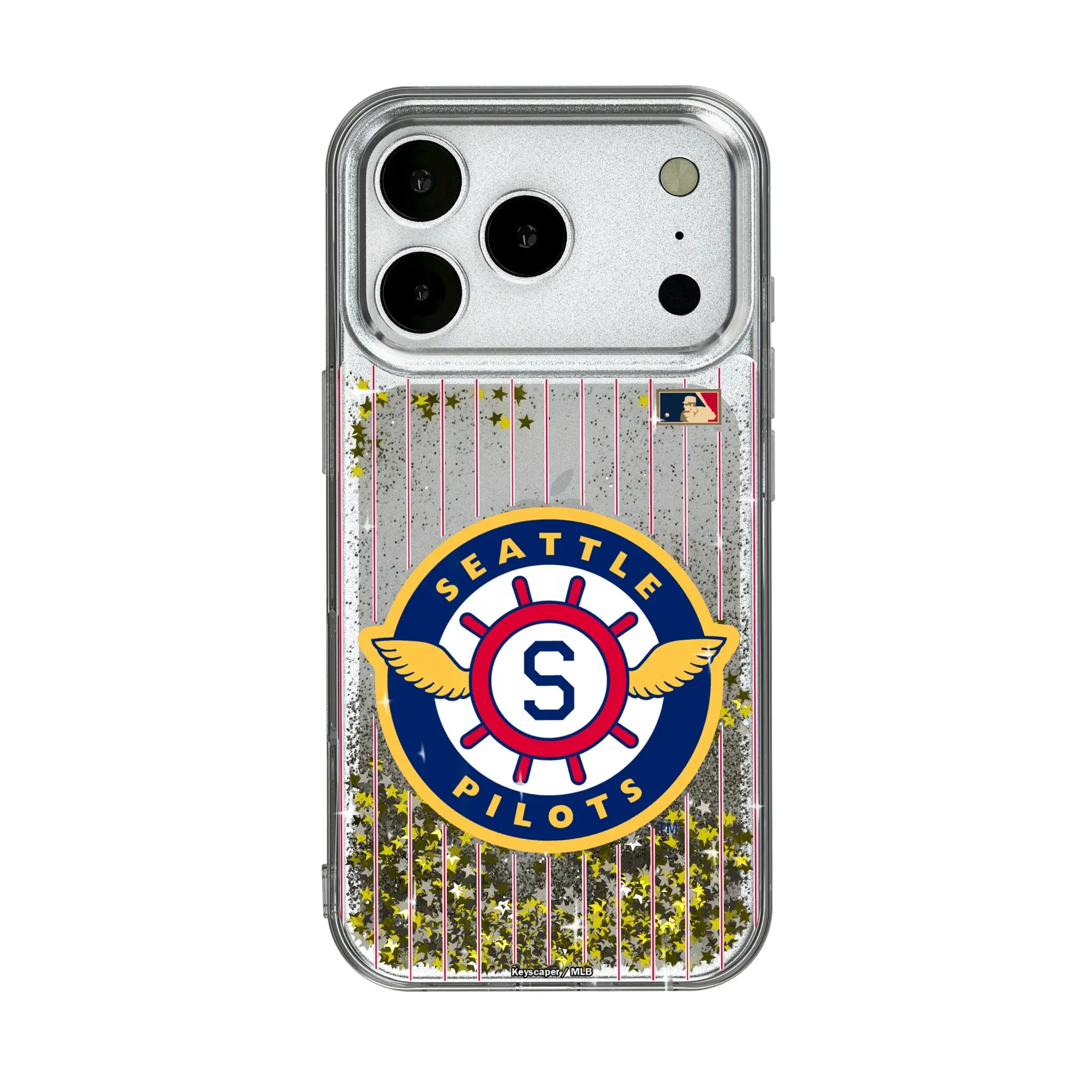Seattle Pilots 1969 - Cooperstown Collection Pinstripe iPhone Glitter Phone Case for Apple iPhone