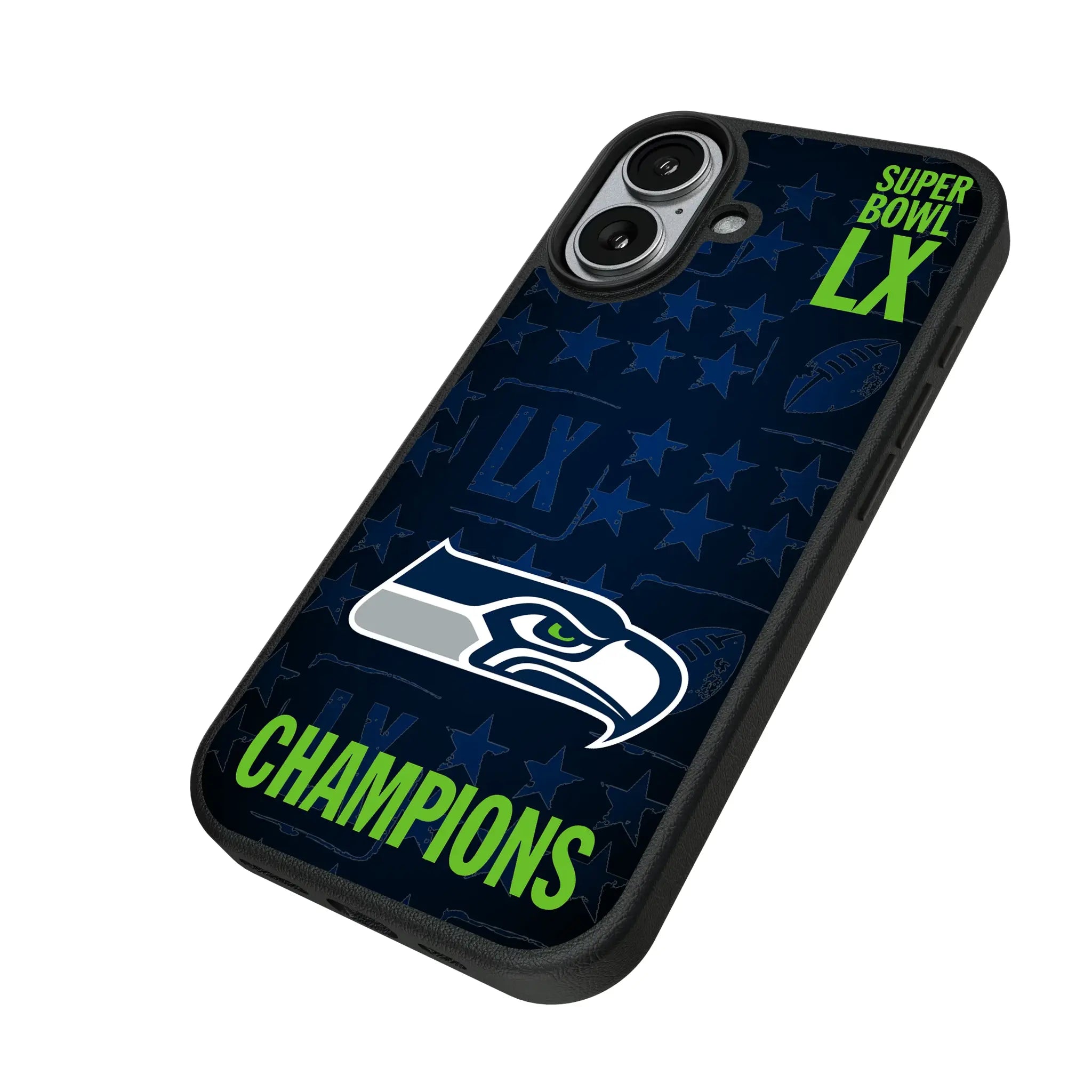 Seattle Seahawks 2026 Super Bowl iPhone MagSafe Compatible Phone Case for Apple iPhone - Isometric View#Device_iPhone 17