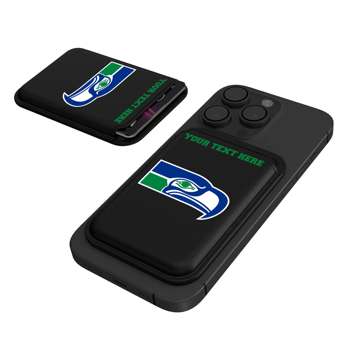 Seattle Seahawks Historic Collection Personalized Insignia Black Magnetic Credit Card Wallet