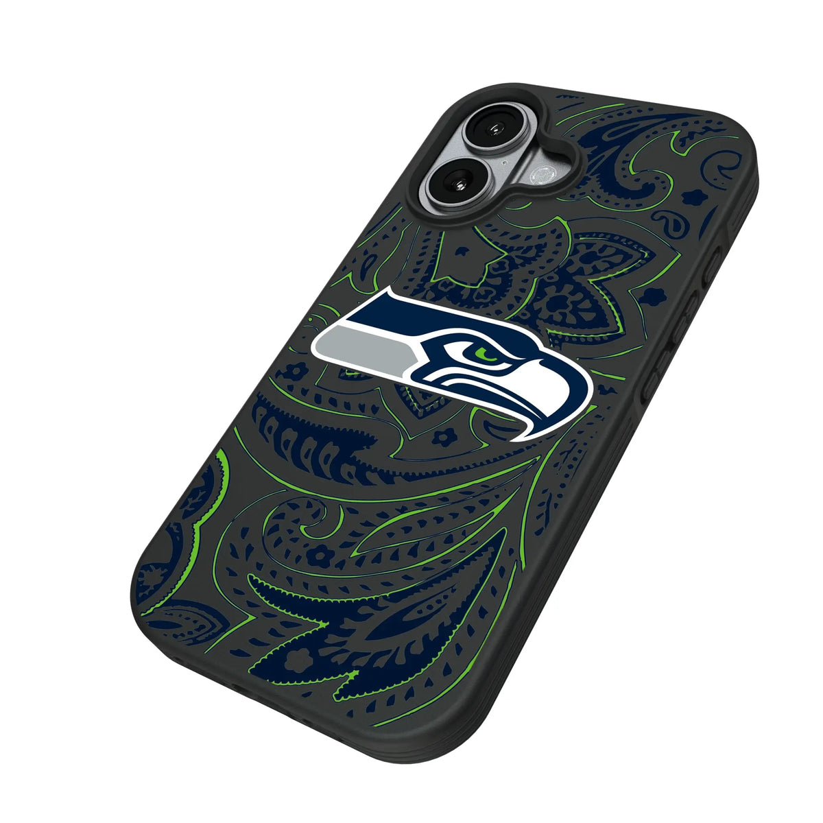 Seattle Seahawks Paisley iPhone Bump Phone Case for Apple iPhone - Isometric View#Device_iPhone 17