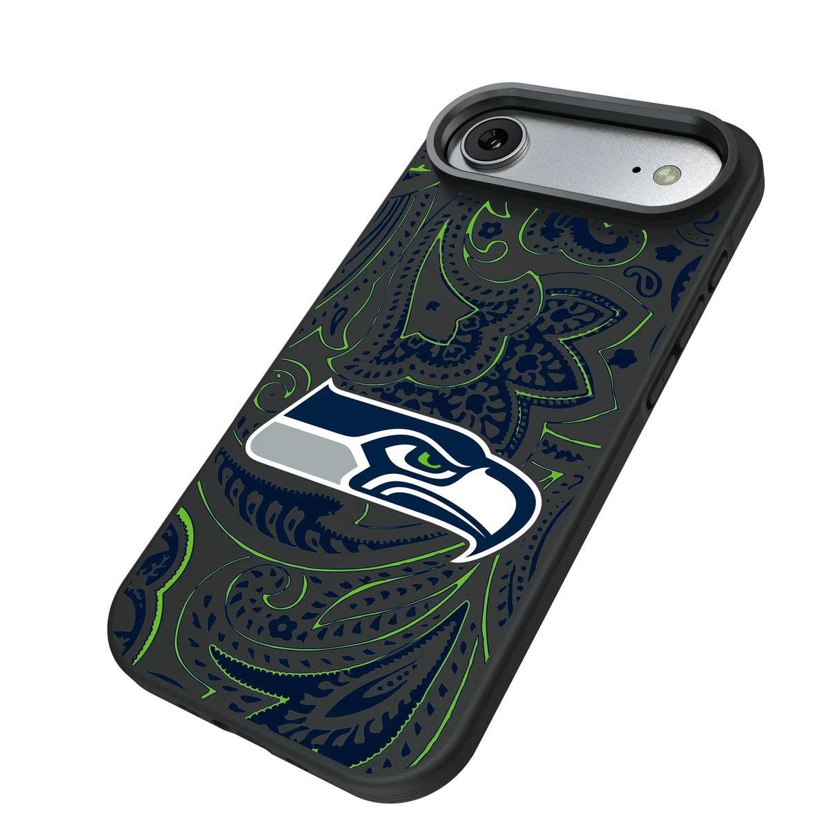 Seattle Seahawks Paisley iPhone Bump Phone Case for Apple iPhone - Isometric View#Device_iPhone Air
