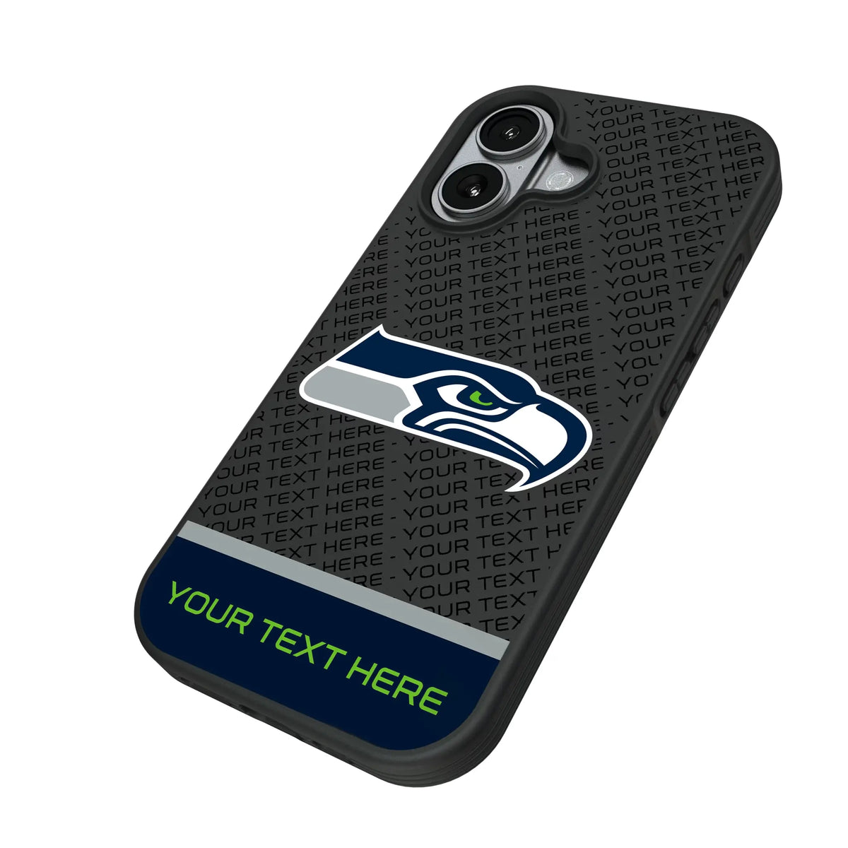 Seattle Seahawks Personalized EndZone Plus iPhone Bump Phone Case for Apple iPhone - Isometric View#Device_iPhone 17