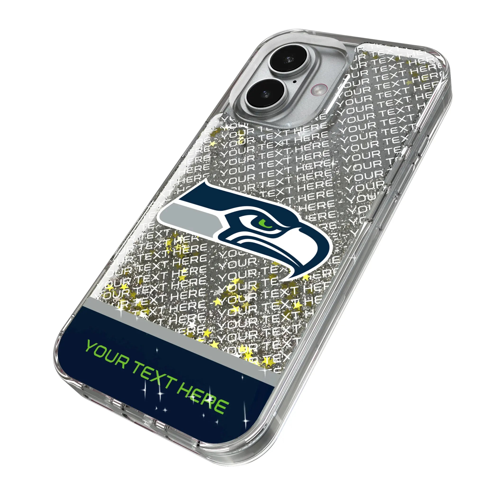 Seattle Seahawks Personalized EndZone Plus iPhone Glitter Phone Case for Apple iPhone - Isometric View