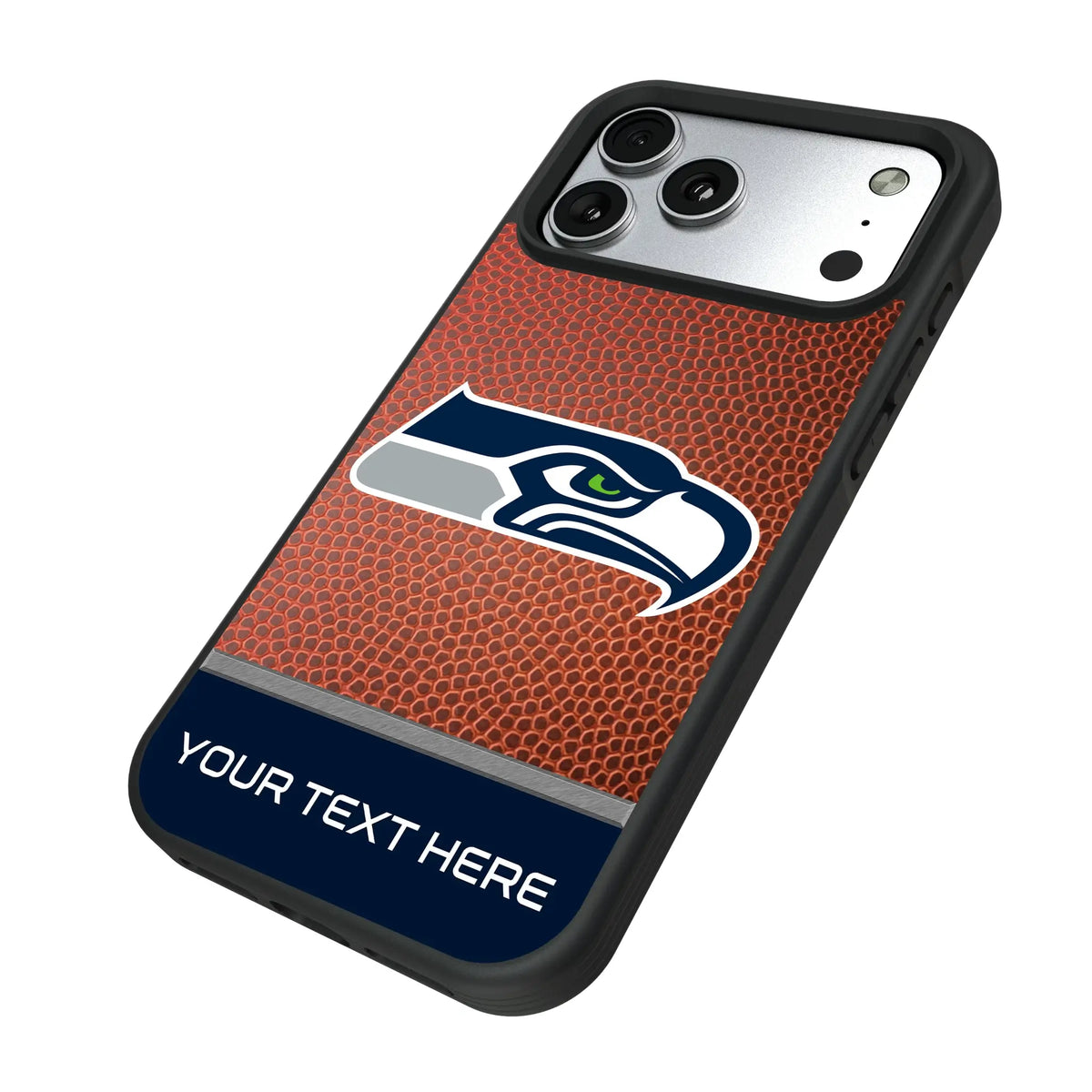 Seattle Seahawks Personalized Football iPhone Bump Phone Case for Apple iPhone - Isometric View#Device_iPhone 17 Pro Max