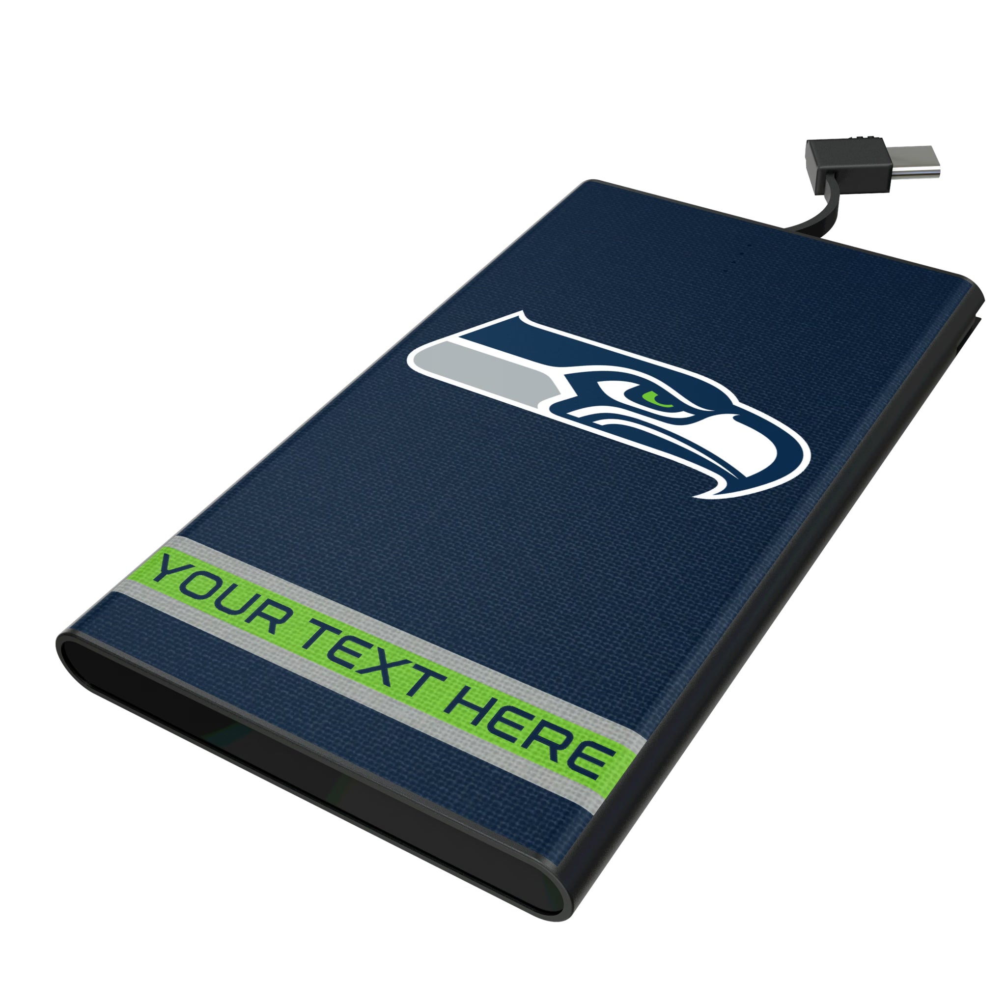 Seattle Seahawks Personalized Stripe 5000mAh Flat Powerbank