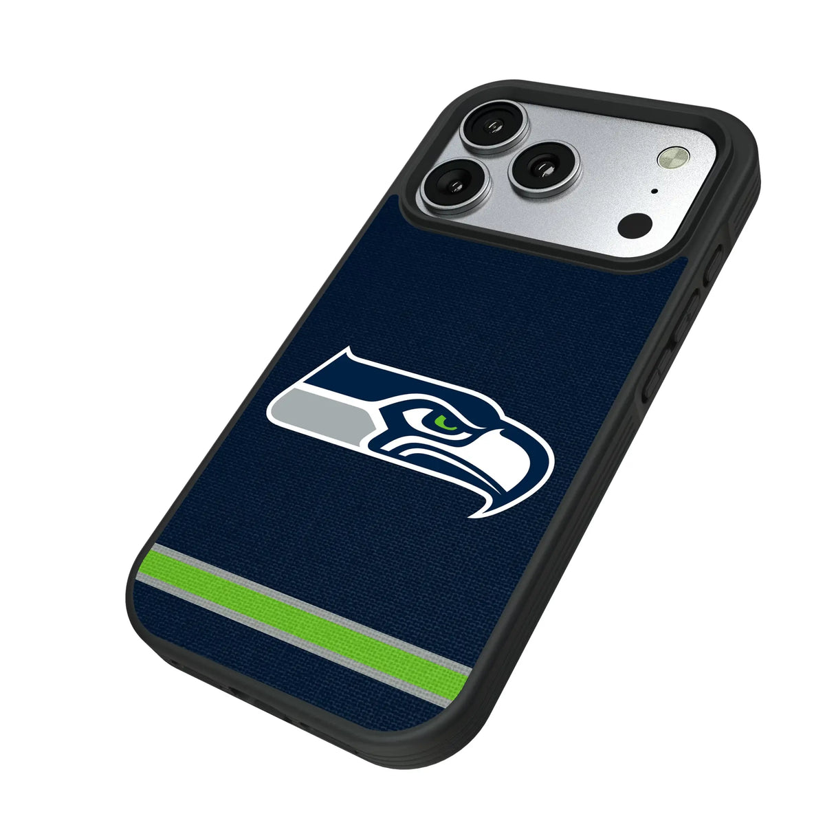 Seattle Seahawks Stripe iPhone Bump Phone Case for Apple iPhone - Isometric View#Device_iPhone 17 Pro