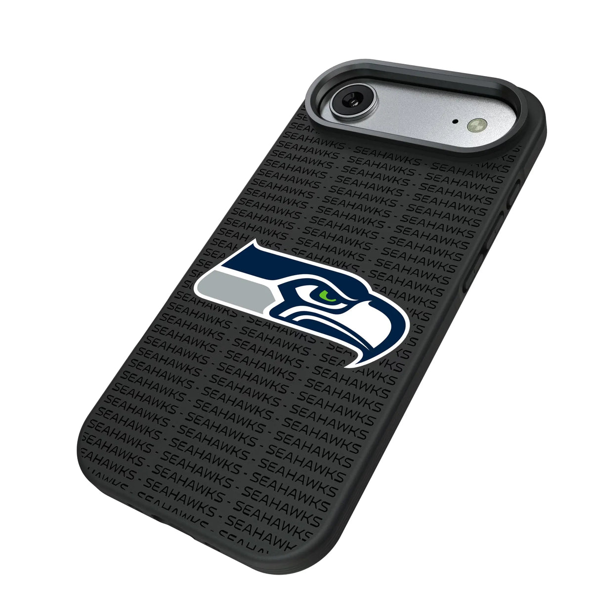 Seattle Seahawks Text Backdrop iPhone Bump Phone Case for Apple iPhone - Isometric View#Device_iPhone Air