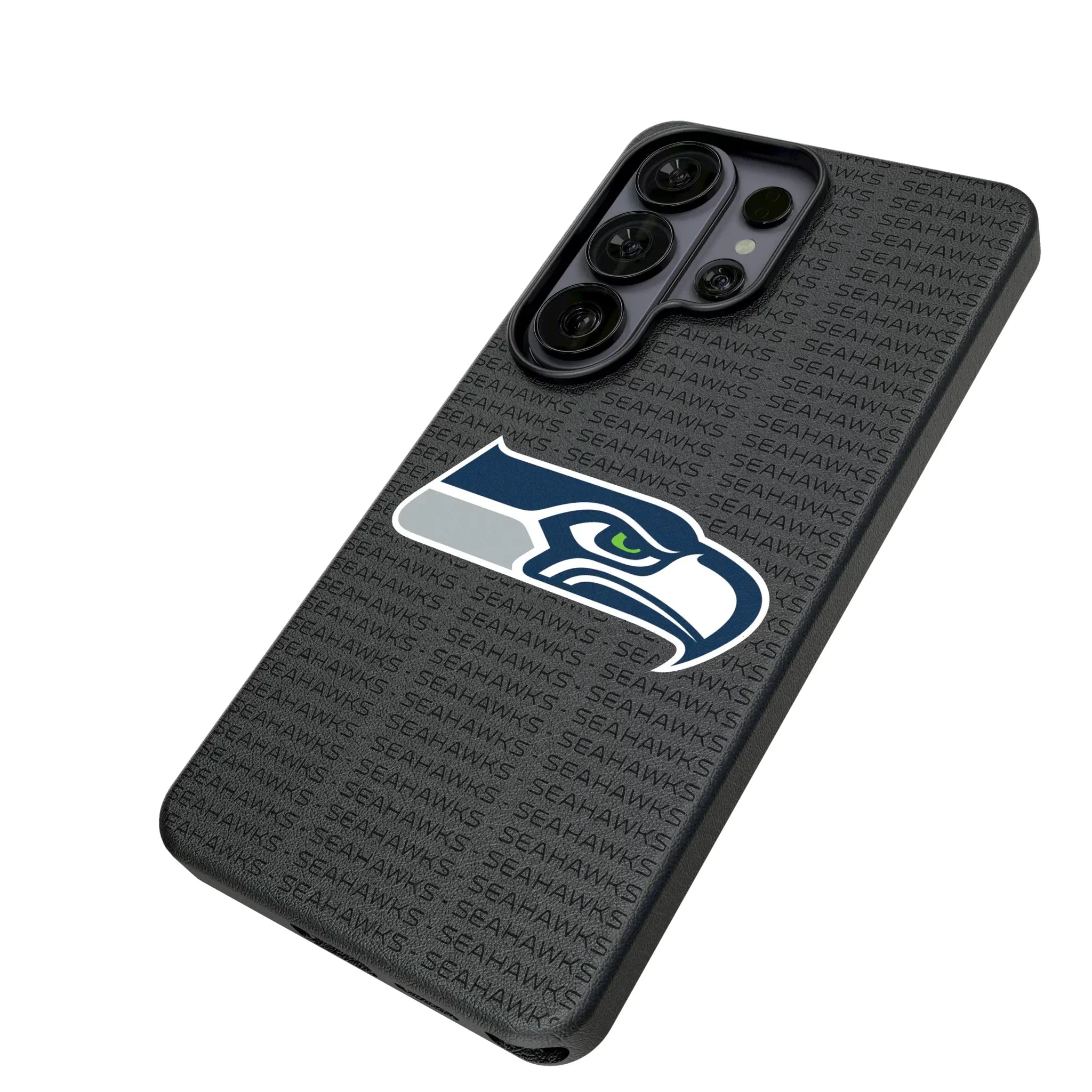 Seattle Seahawks Text Backdrop Galaxy MagSafe Compatible Phone Case for Samsung Galaxy - Isometric View#Device_Galaxy S26 Ultra