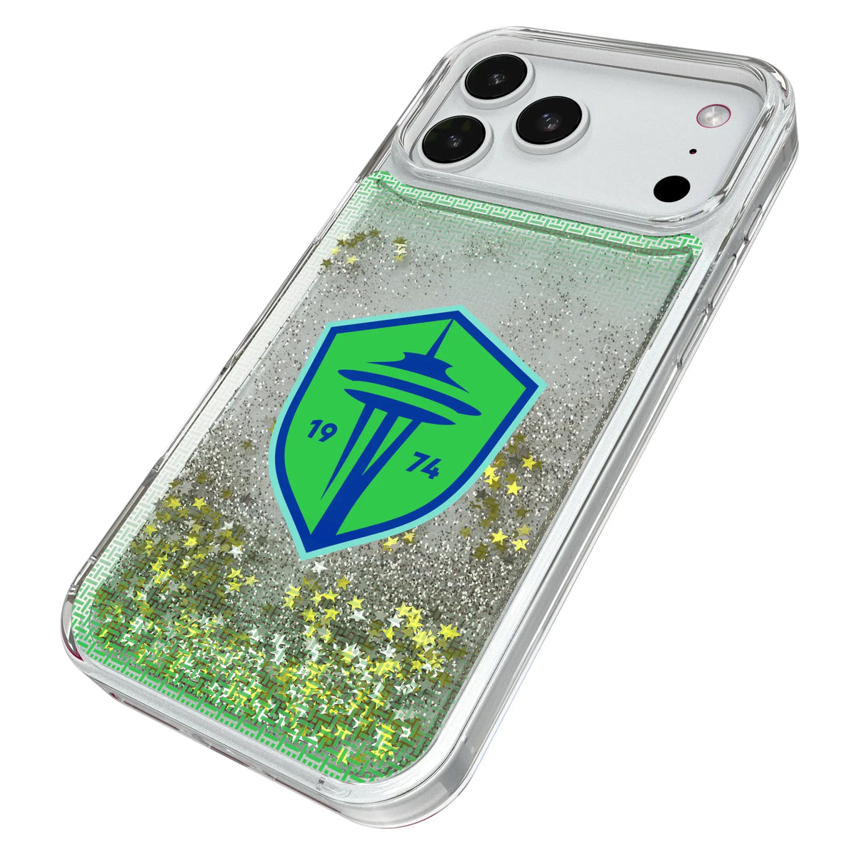 Seattle Sounders FC Linen iPhone Glitter Phone Case for Apple iPhone - Isometric View#Device_iPhone 18 Pro Max