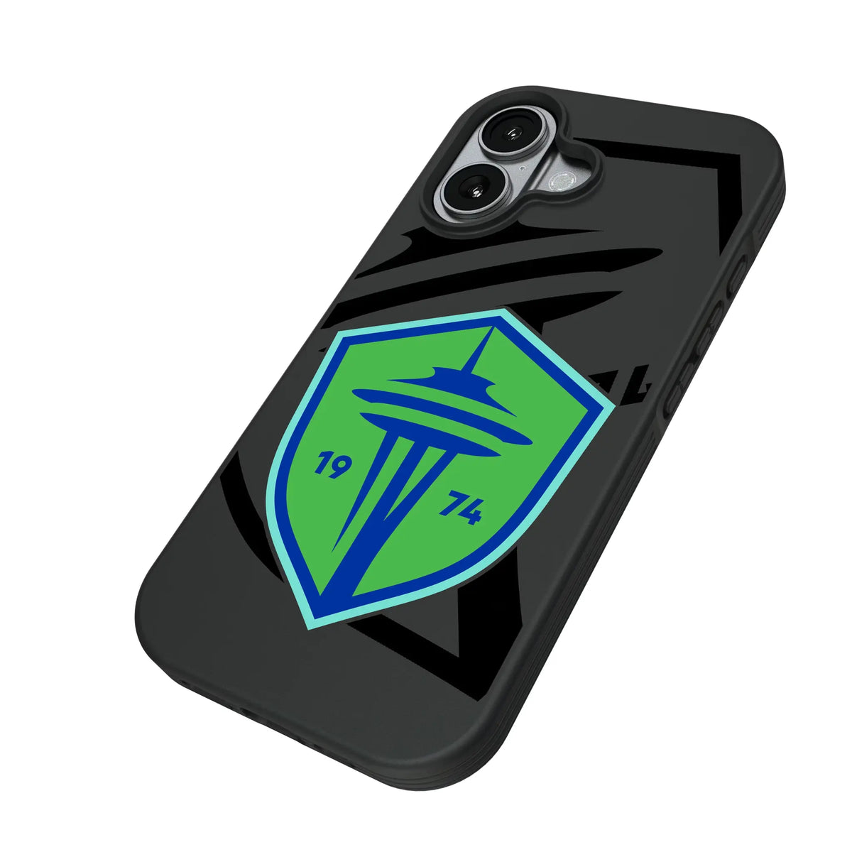 Seattle Sounders FC Monocolor Tilt iPhone Bump Phone Case for Apple iPhone - Isometric View#Device_iPhone 17