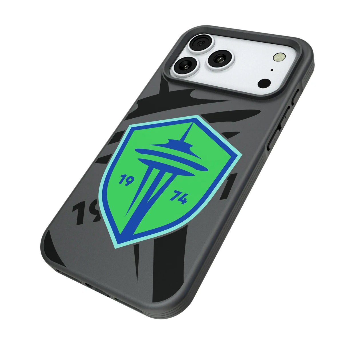 Seattle Sounders FC Monocolor Tilt iPhone Bump Phone Case for Apple iPhone - Isometric View#Device_iPhone 18 Pro Max
