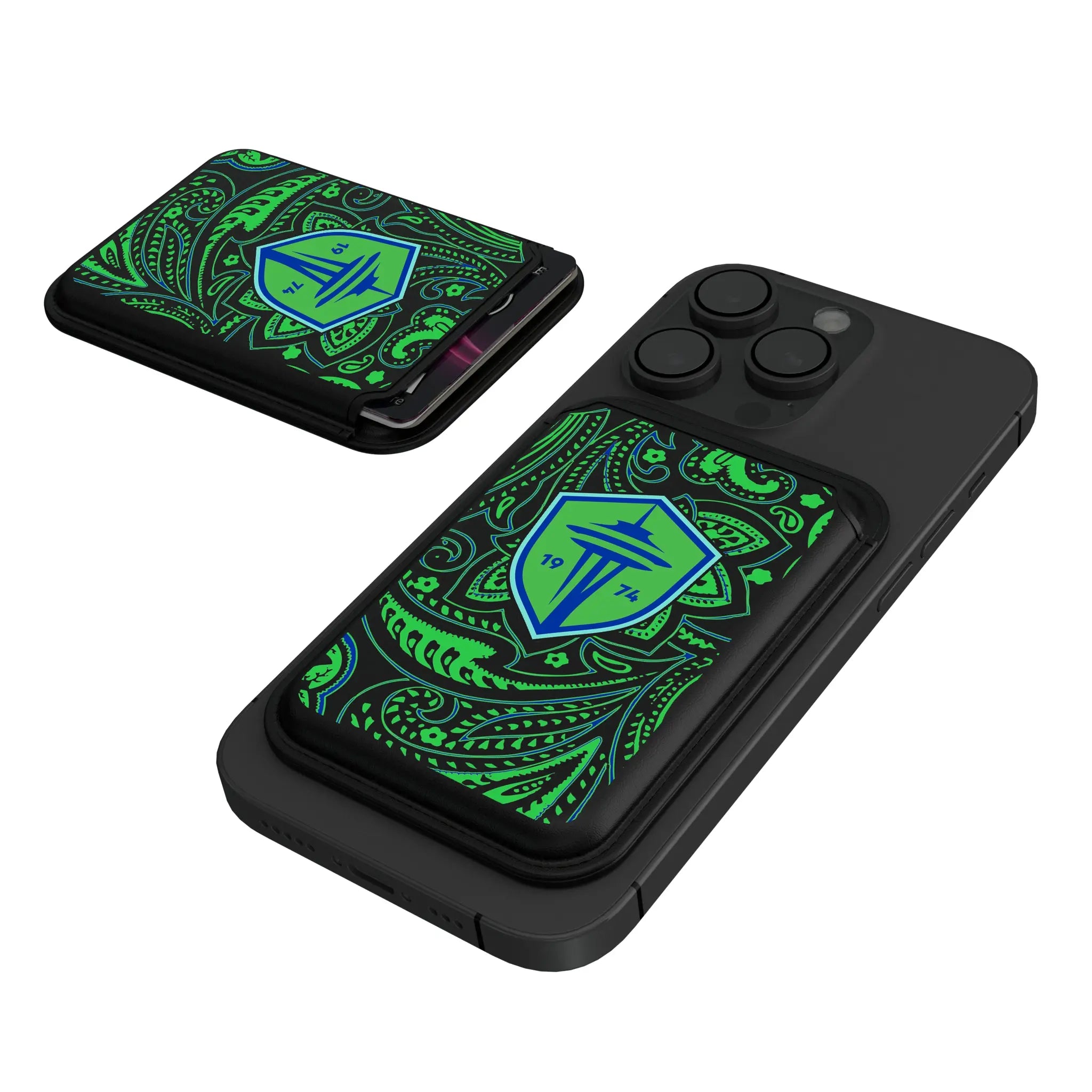 Seattle Sounders FC Paisley Black Magnetic Credit Card Wallet