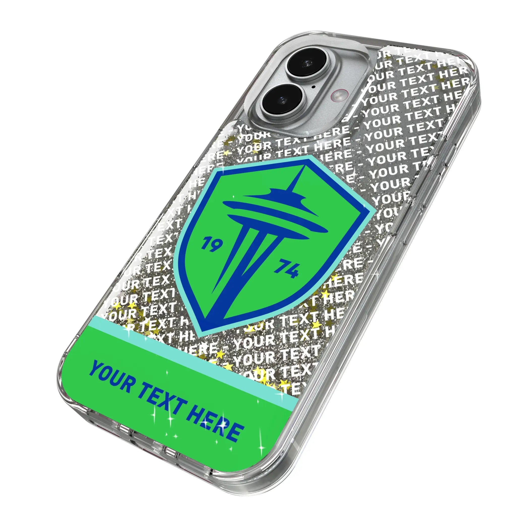 Seattle Sounders FC Personalized EndZone Plus iPhone Glitter Phone Case for Apple iPhone - Isometric View