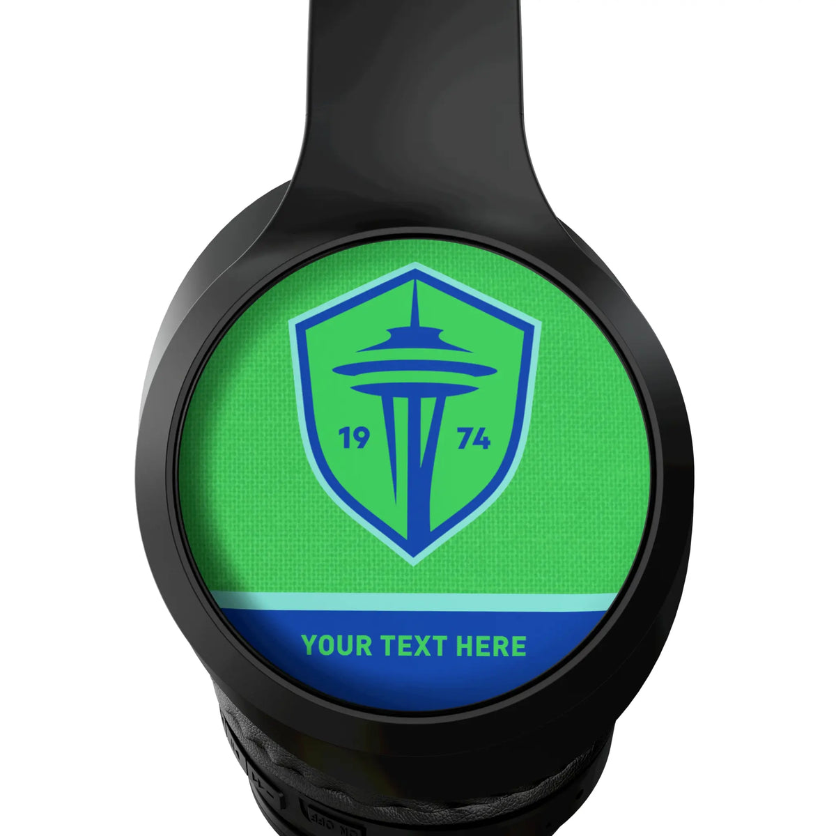 Seattle Sounders FC Personalized Endzone Solid Wireless Over-Ear Headphones With Case - Detail