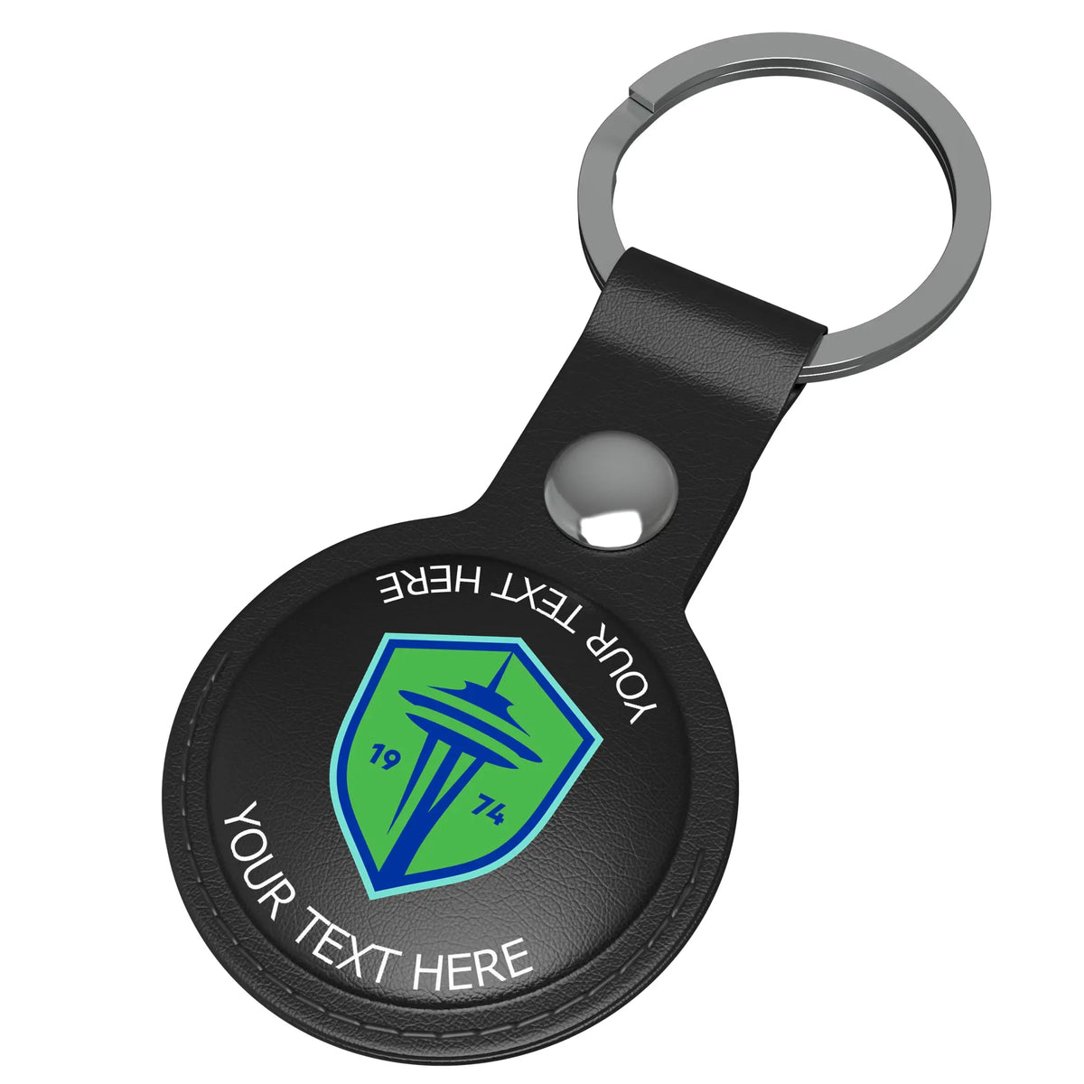 Seattle Sounders FC Personalized Insignia AirTag Black Airtag Holder - Isometric View