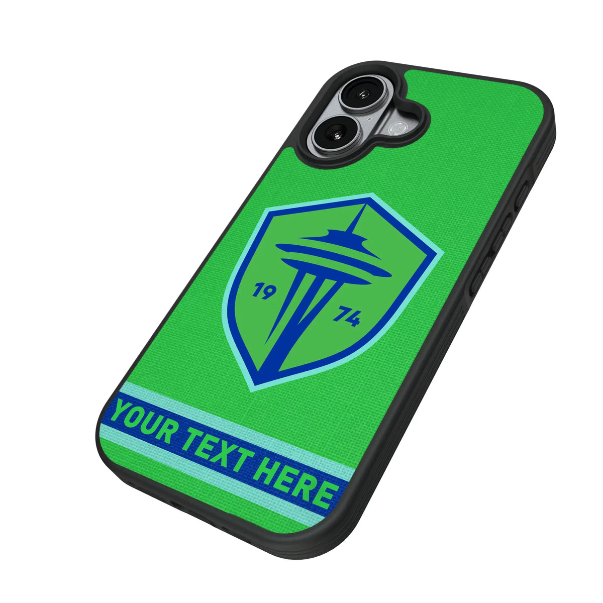 Seattle Sounders FC Personalized Stripe iPhone Bump Phone Case for Apple iPhone - Isometric View#Device_iPhone 17