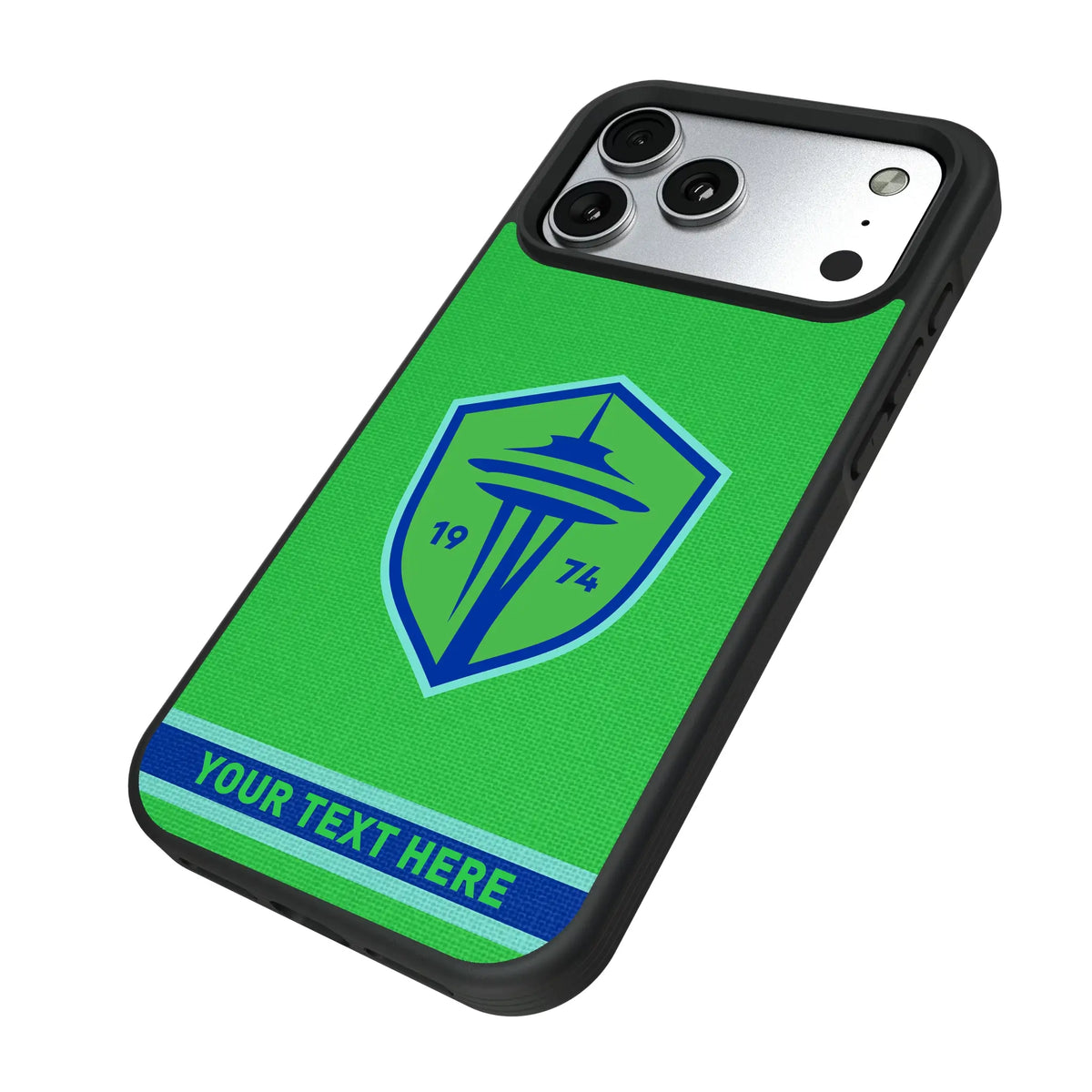 Seattle Sounders FC Personalized Stripe iPhone Bump Phone Case for Apple iPhone - Isometric View#Device_iPhone 17 Pro Max