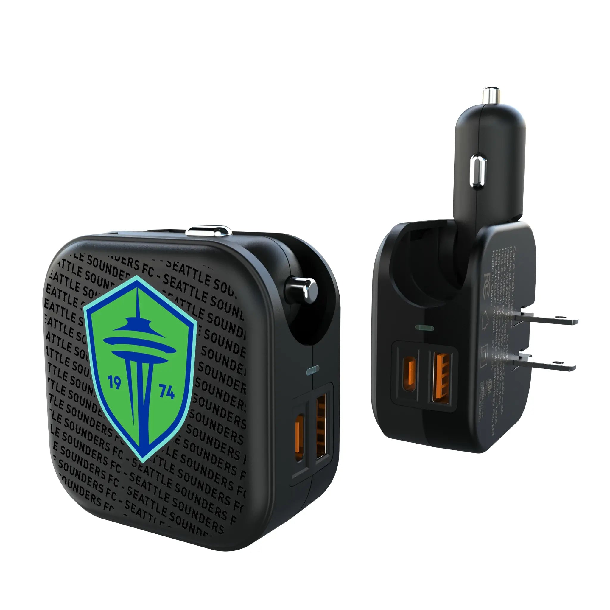 Seattle Sounders FC Text Backdrop 2 in 1 USB A/C Charger