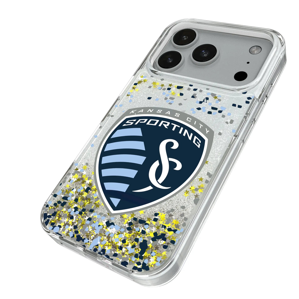 Sporting Kansas City Confetti iPhone Glitter Phone Case for Apple iPhone - Isometric View#Device_iPhone 18 Pro
