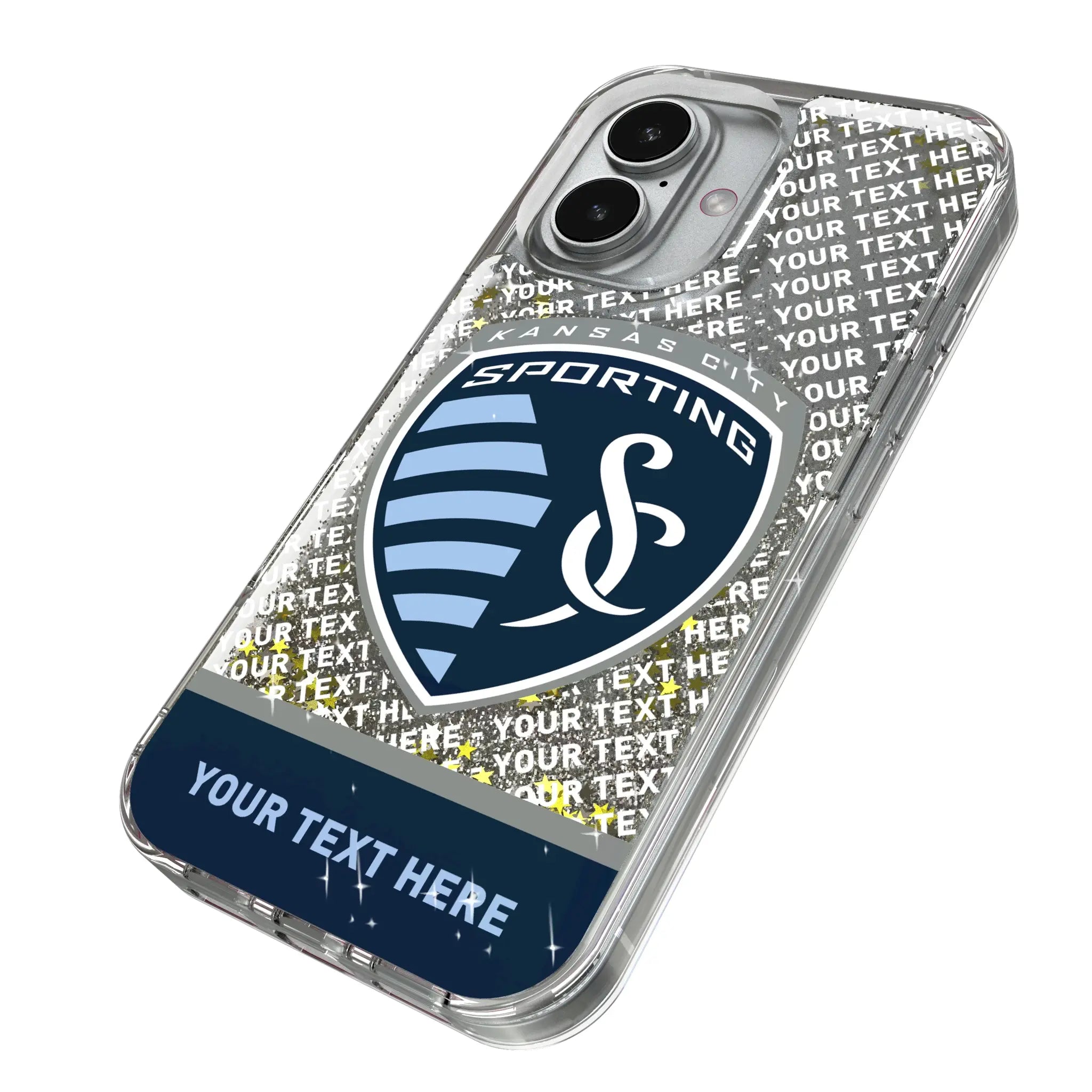 Sporting Kansas City Personalized EndZone Plus iPhone Glitter Phone Case for Apple iPhone - Isometric View